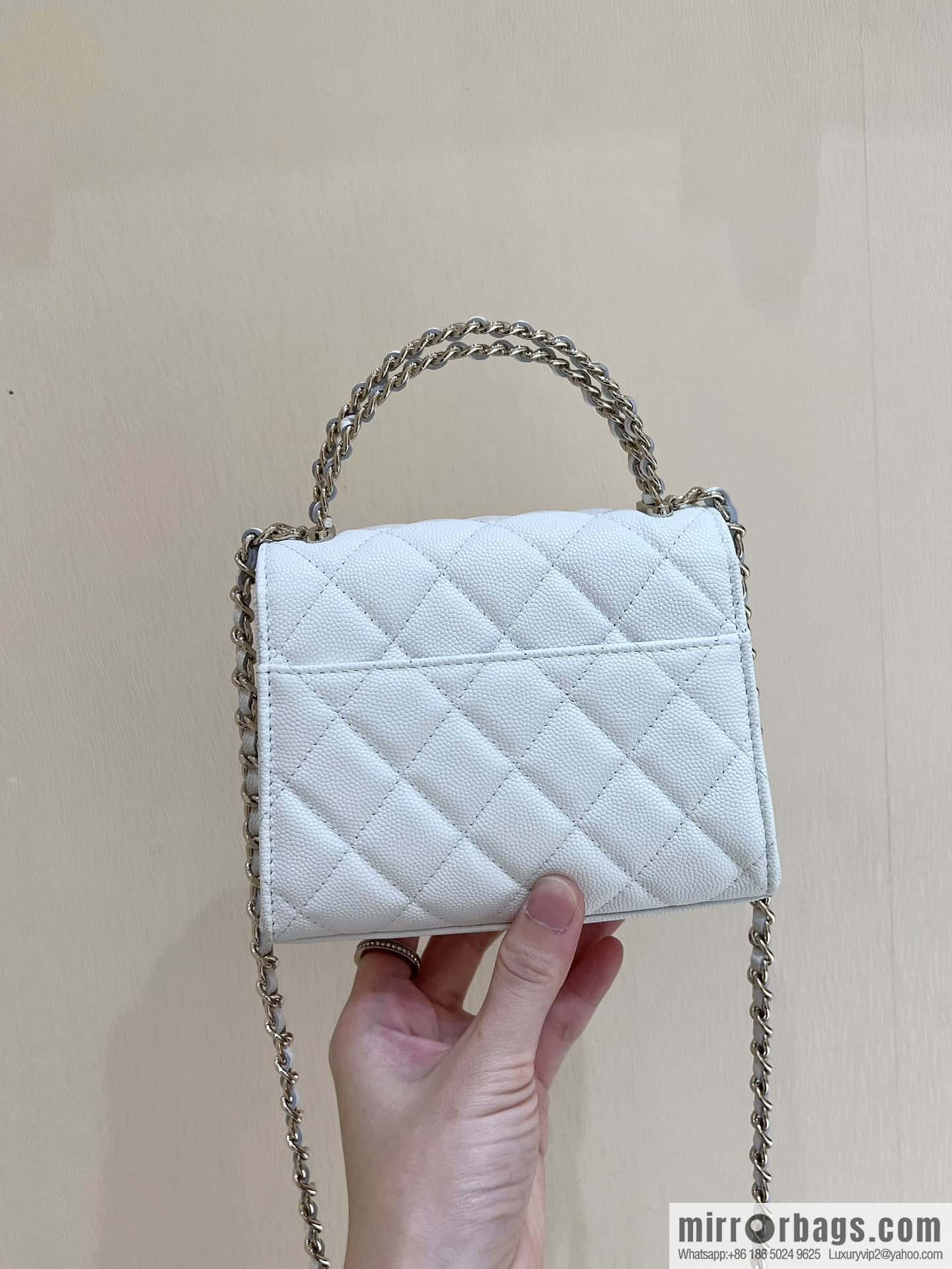 CHANEL 23P spring and summer trailer series Kelly leather handle bag AP3237 white