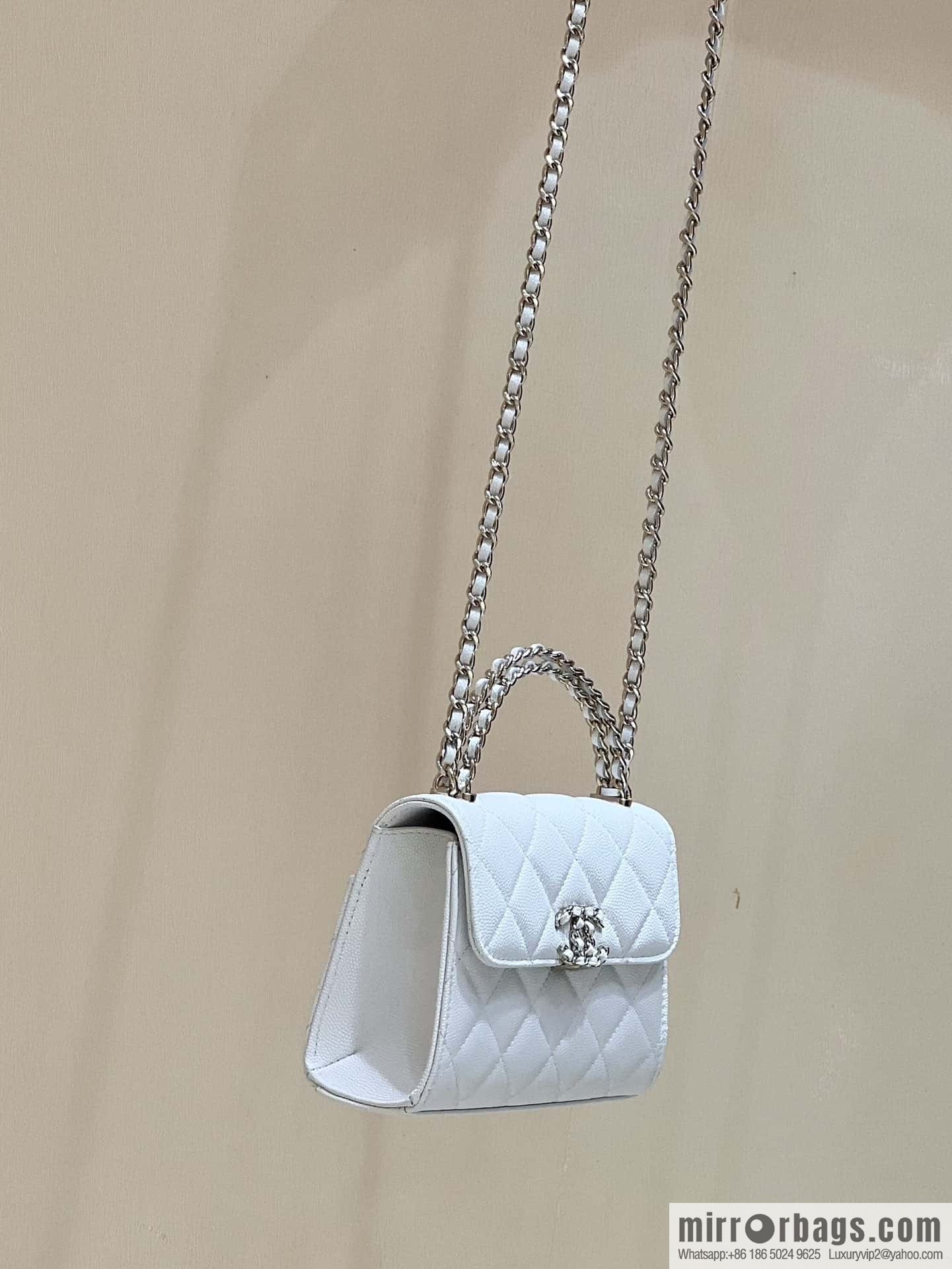 CHANEL 23P spring and summer trailer series Kelly leather handle bag AP3237 white