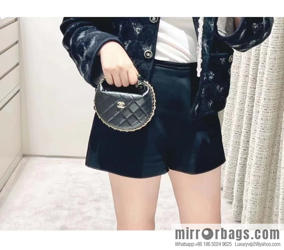 CHANEL 23C early spring vacation new pouch hula hoop AP3095 black