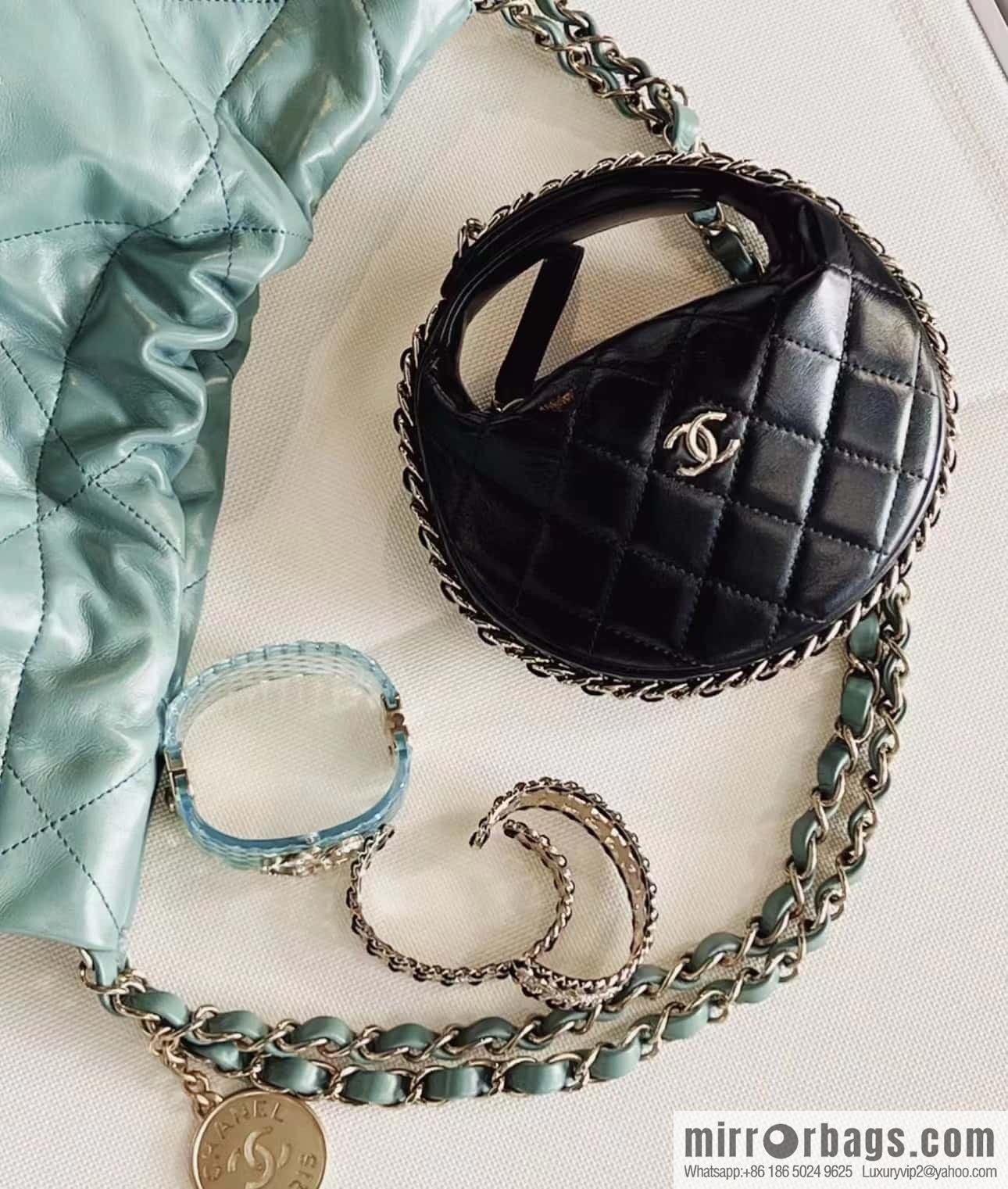 CHANEL 23C early spring vacation new pouch hula hoop AP3095 black