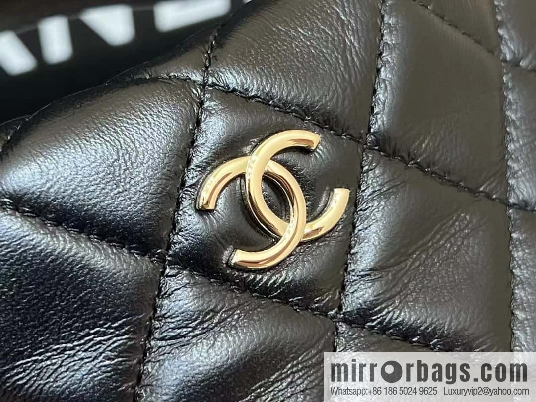 CHANEL 23C early spring vacation new pouch hula hoop AP3095 black