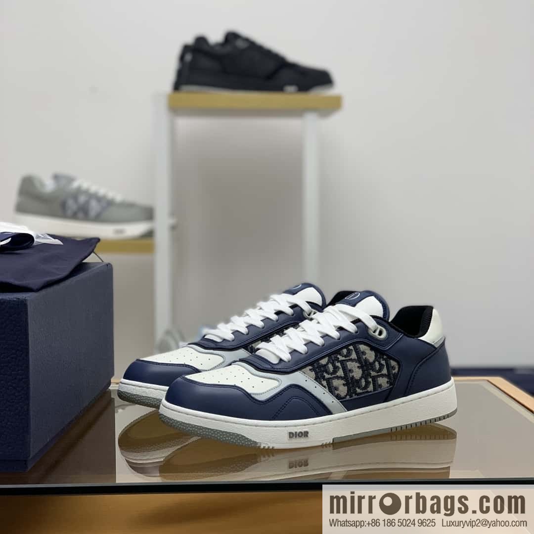 DIOR Dior uses black smooth cow leather (fabric) to carefully make B27 low-top sneakers