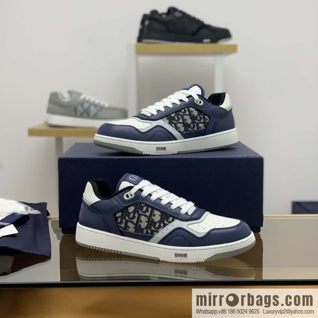 DIOR Dior uses black smooth cow leather (fabric) to carefully make B27 low-top sneakers