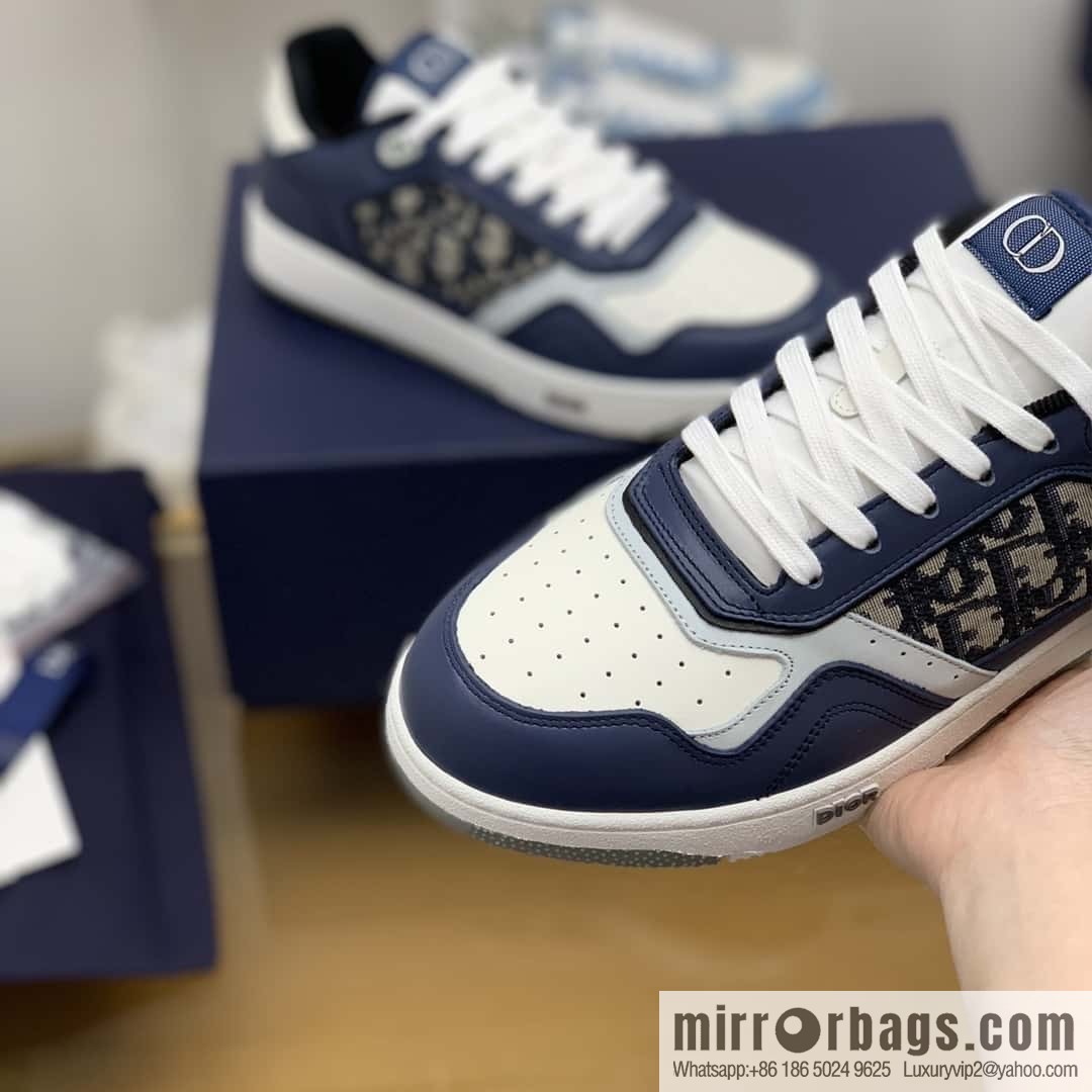 DIOR Dior uses black smooth cow leather (fabric) to carefully make B27 low-top sneakers