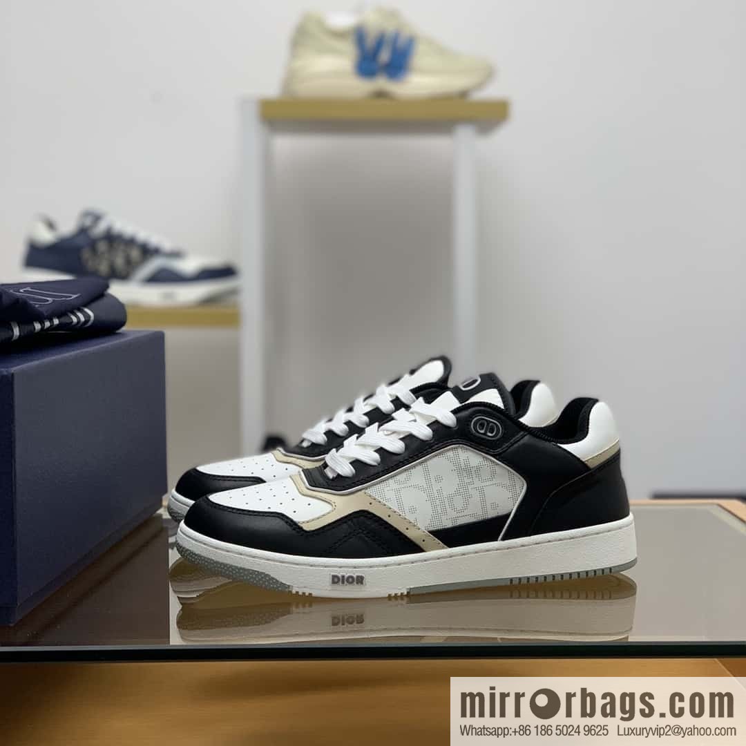 DIOR Dior uses black smooth cow leather (fabric) to carefully make B27 low-top sneakers