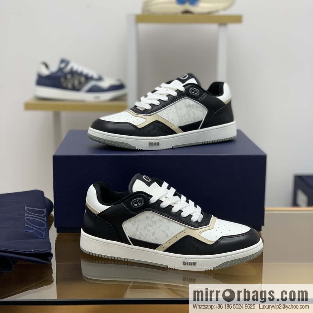 DIOR Dior uses black smooth cow leather (fabric) to carefully make B27 low-top sneakers