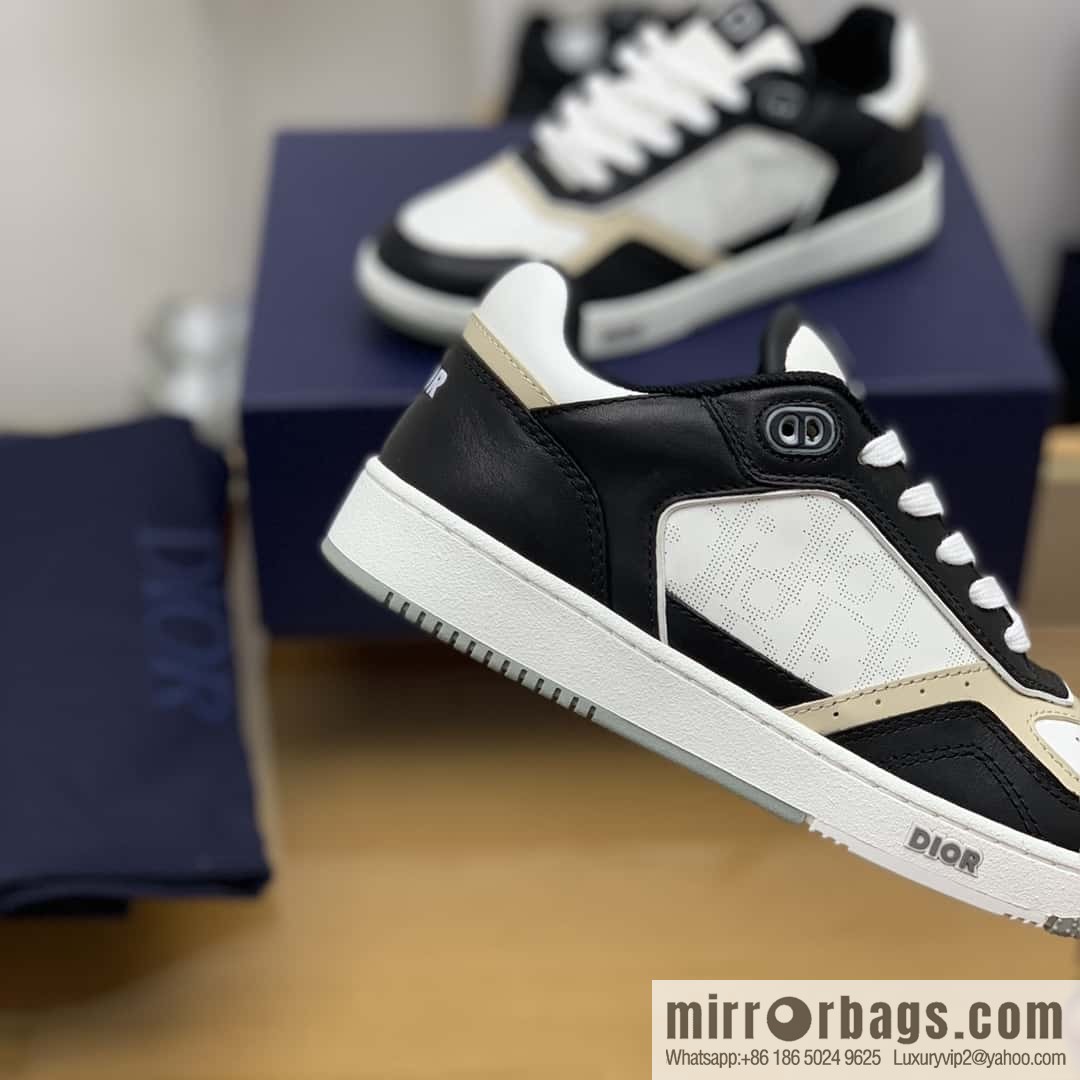 DIOR Dior uses black smooth cow leather (fabric) to carefully make B27 low-top sneakers