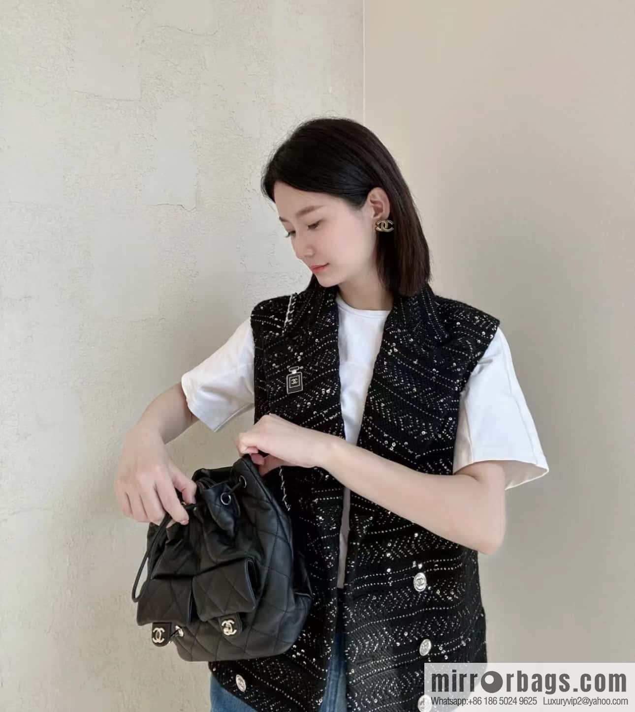 CHANEL 23B autumn and winter trailer series, double pocket double backpack AS4342
