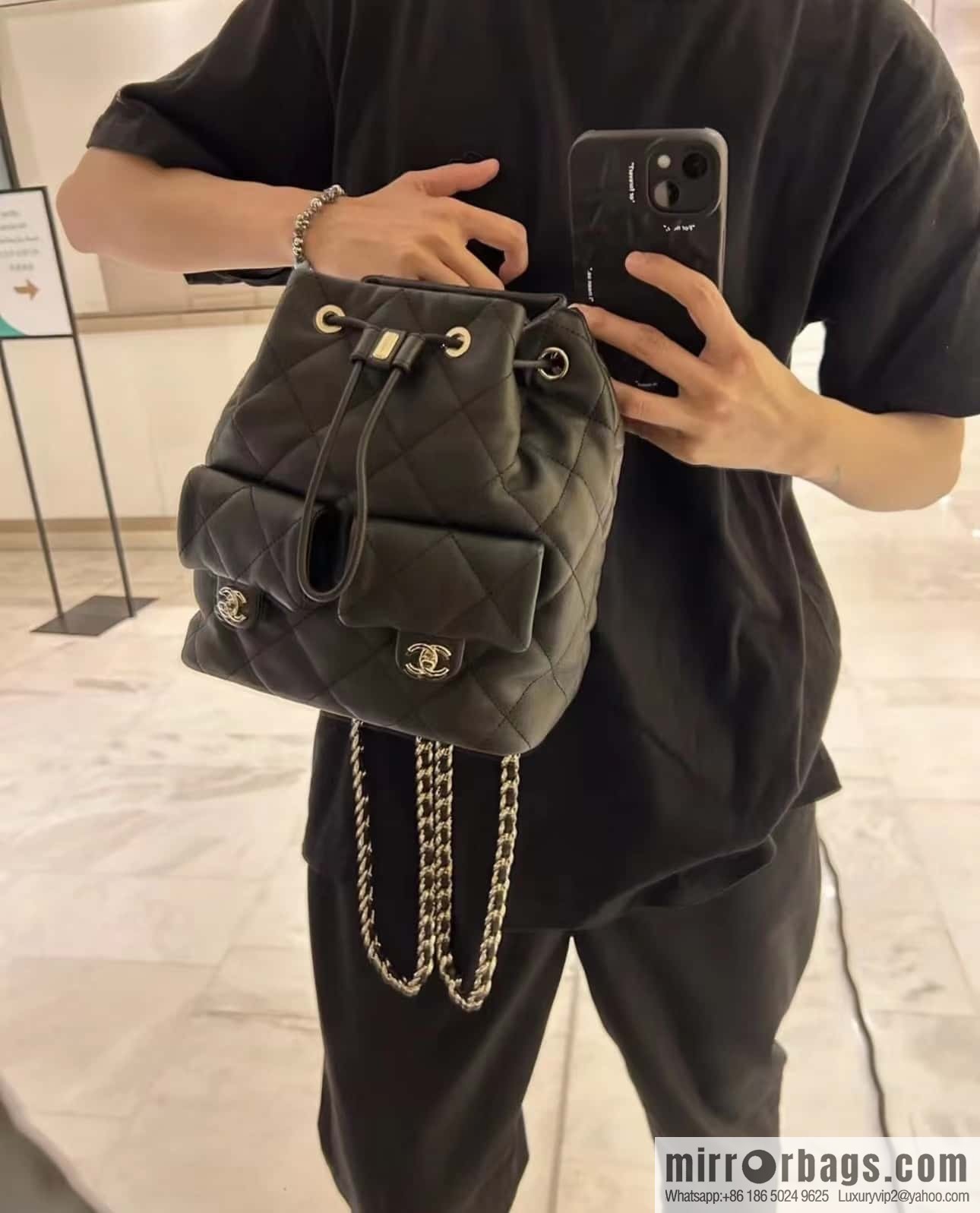 CHANEL 23B autumn and winter trailer series, double pocket double backpack AS4342
