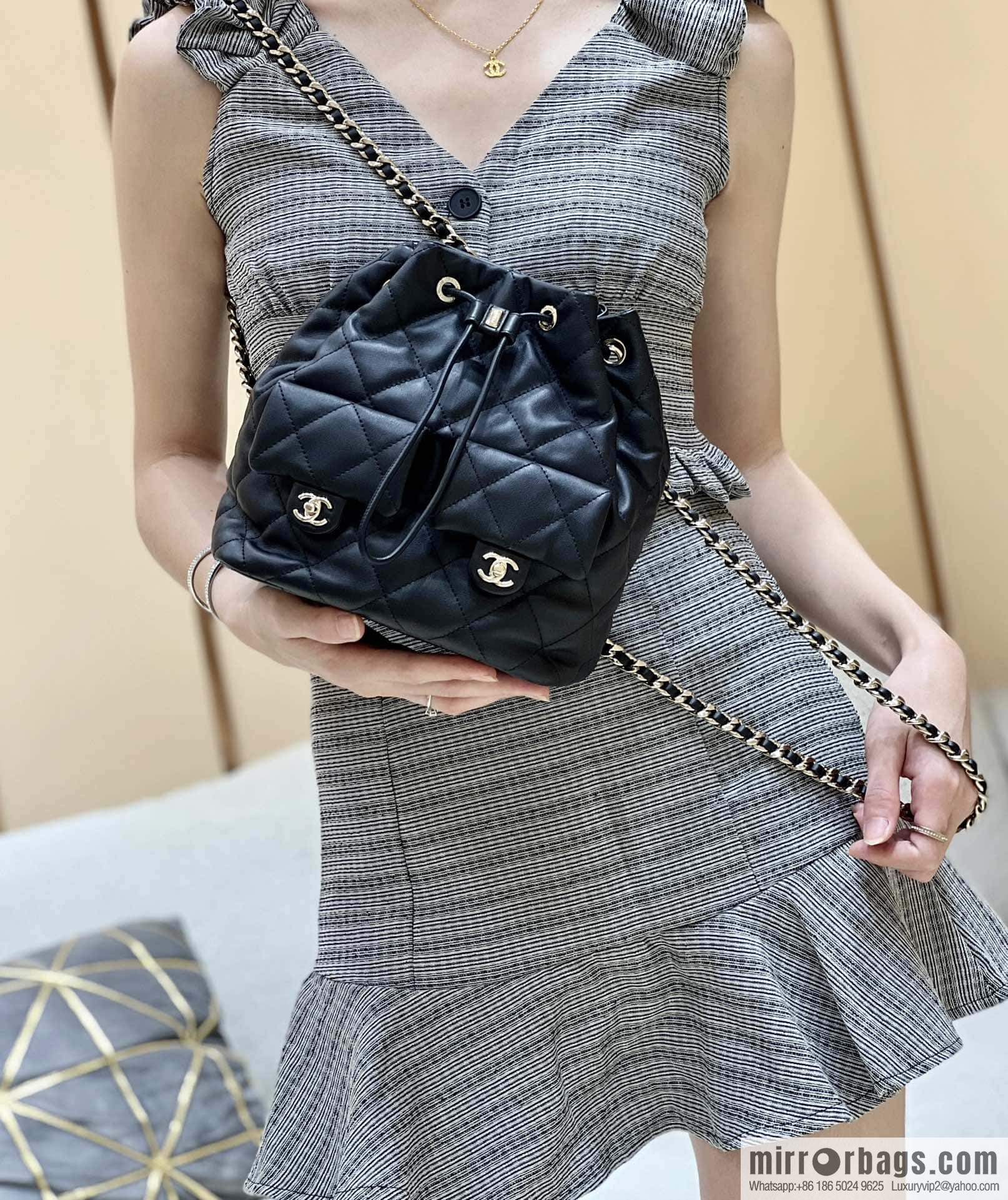 CHANEL 23B autumn and winter trailer series, double pocket double backpack AS4342