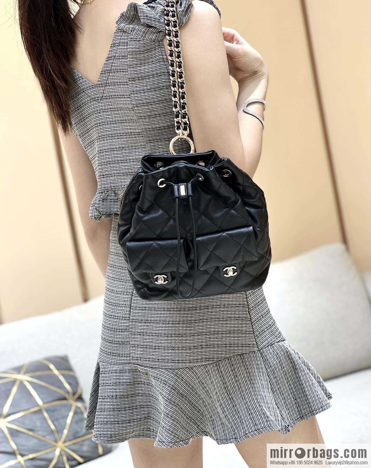 CHANEL 23B autumn and winter trailer series, double pocket double backpack AS4342