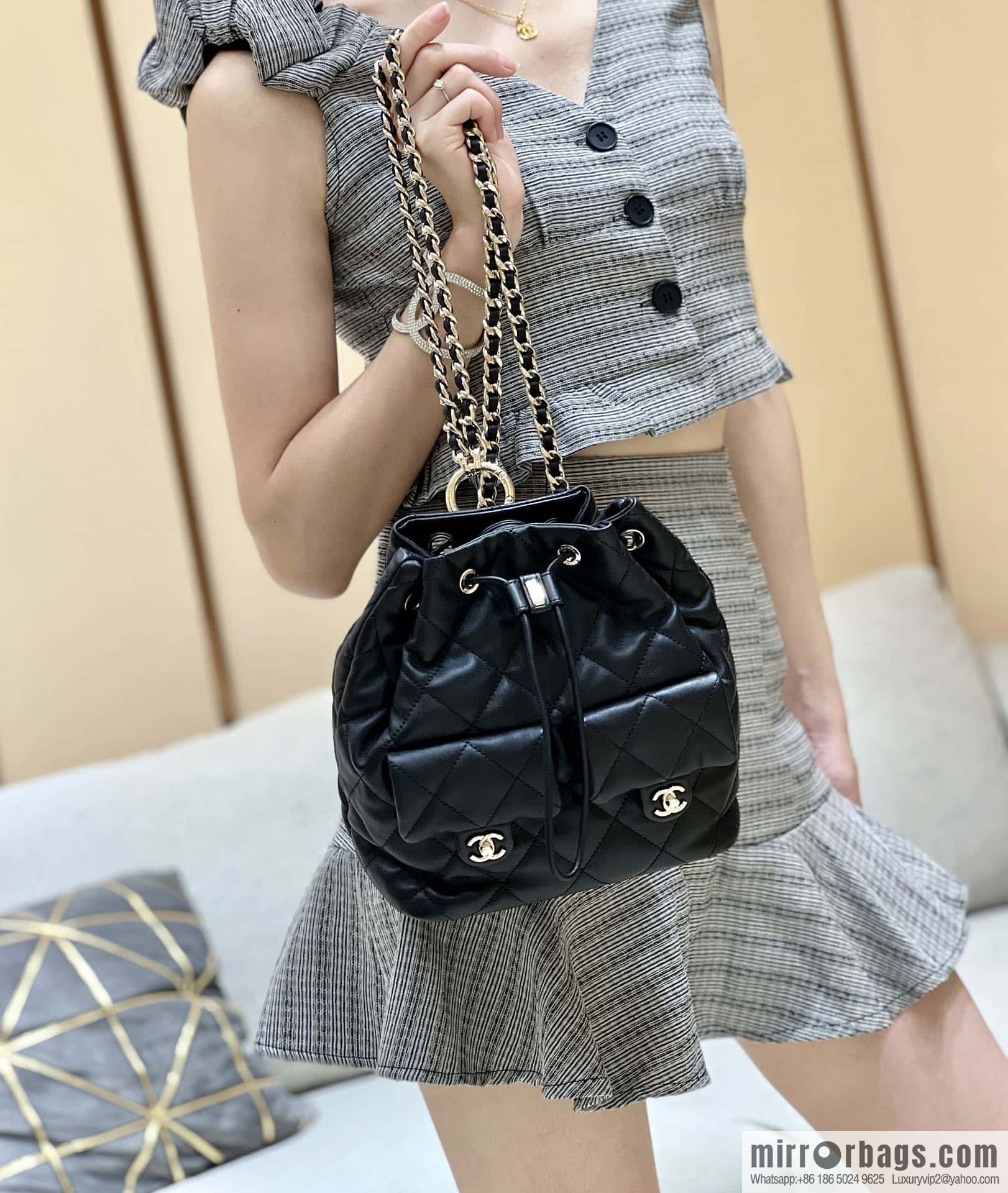 CHANEL 23B autumn and winter trailer series, double pocket double backpack AS4342