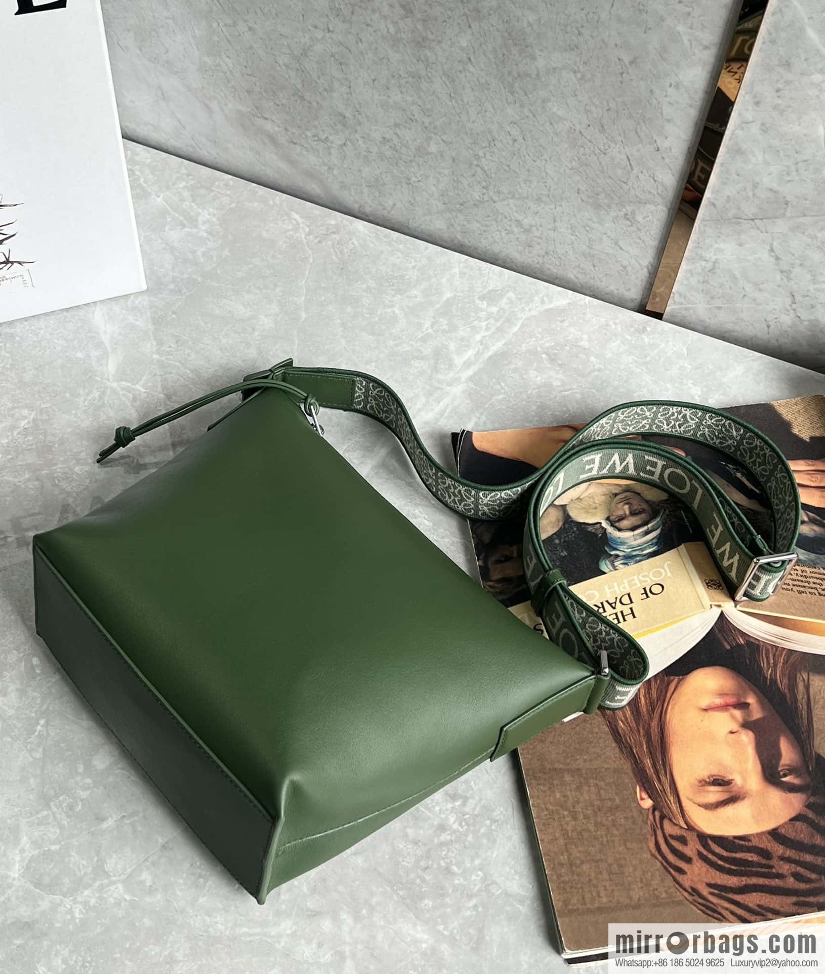 LOEWE Mens Cubi shoulder crossbody bag 0689 green