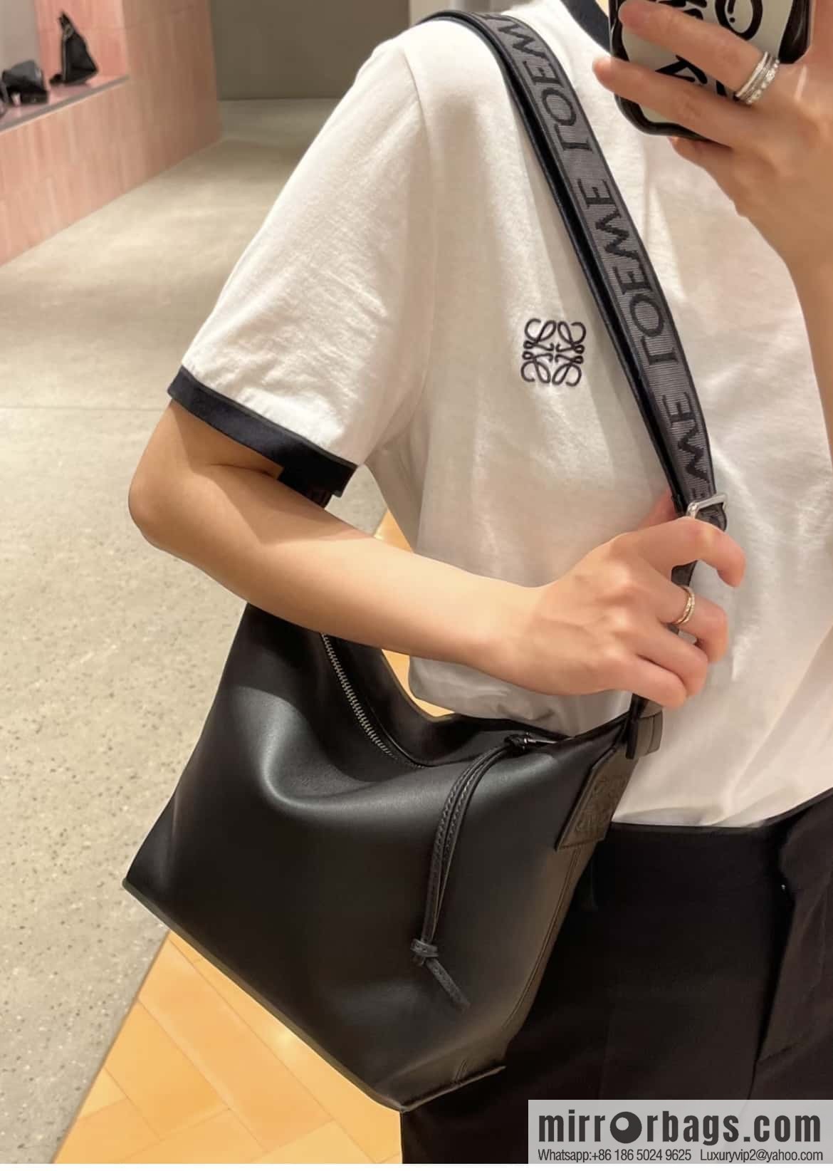 LOEWE Mens Cubi shoulder crossbody bag 0689 black