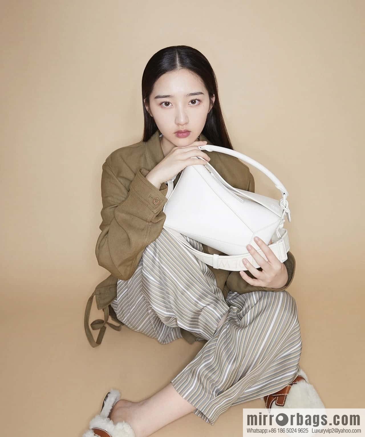 LOEWE Monochrome Glaze Puzzle geometric bag 0681 white