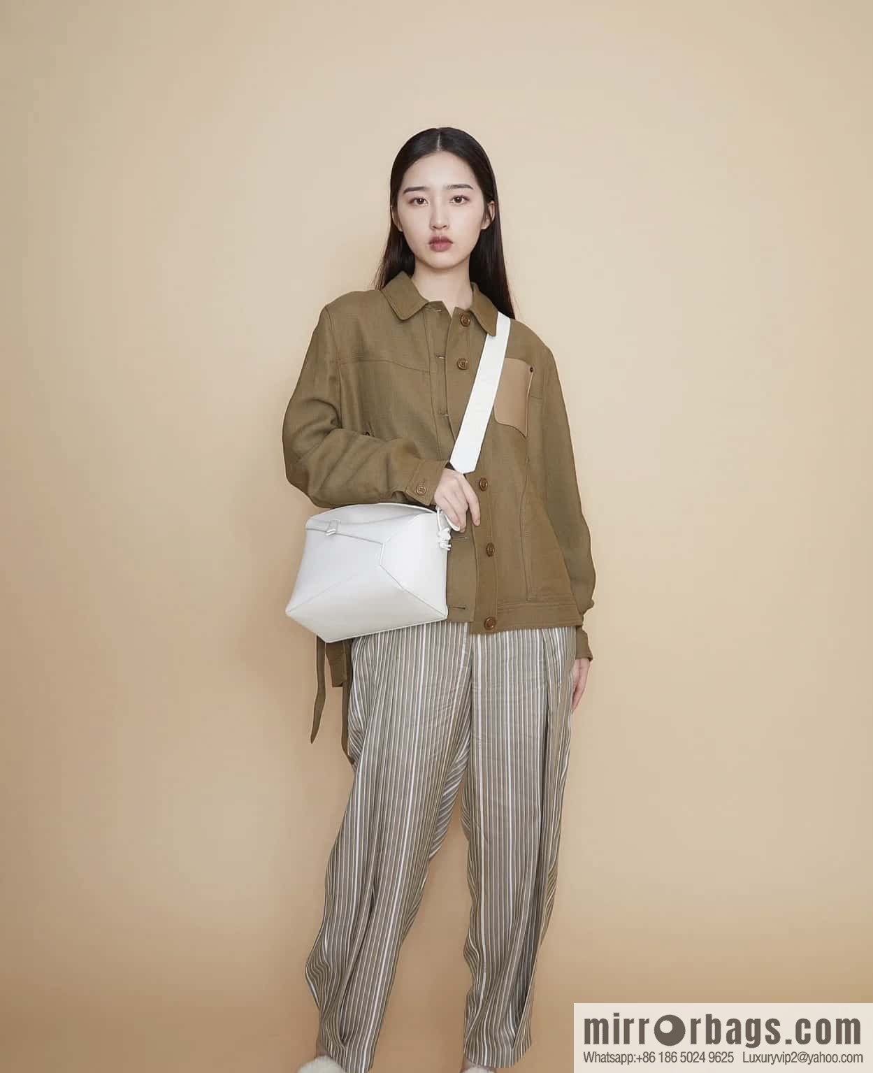 LOEWE Monochrome Glaze Puzzle geometric bag 0681 white