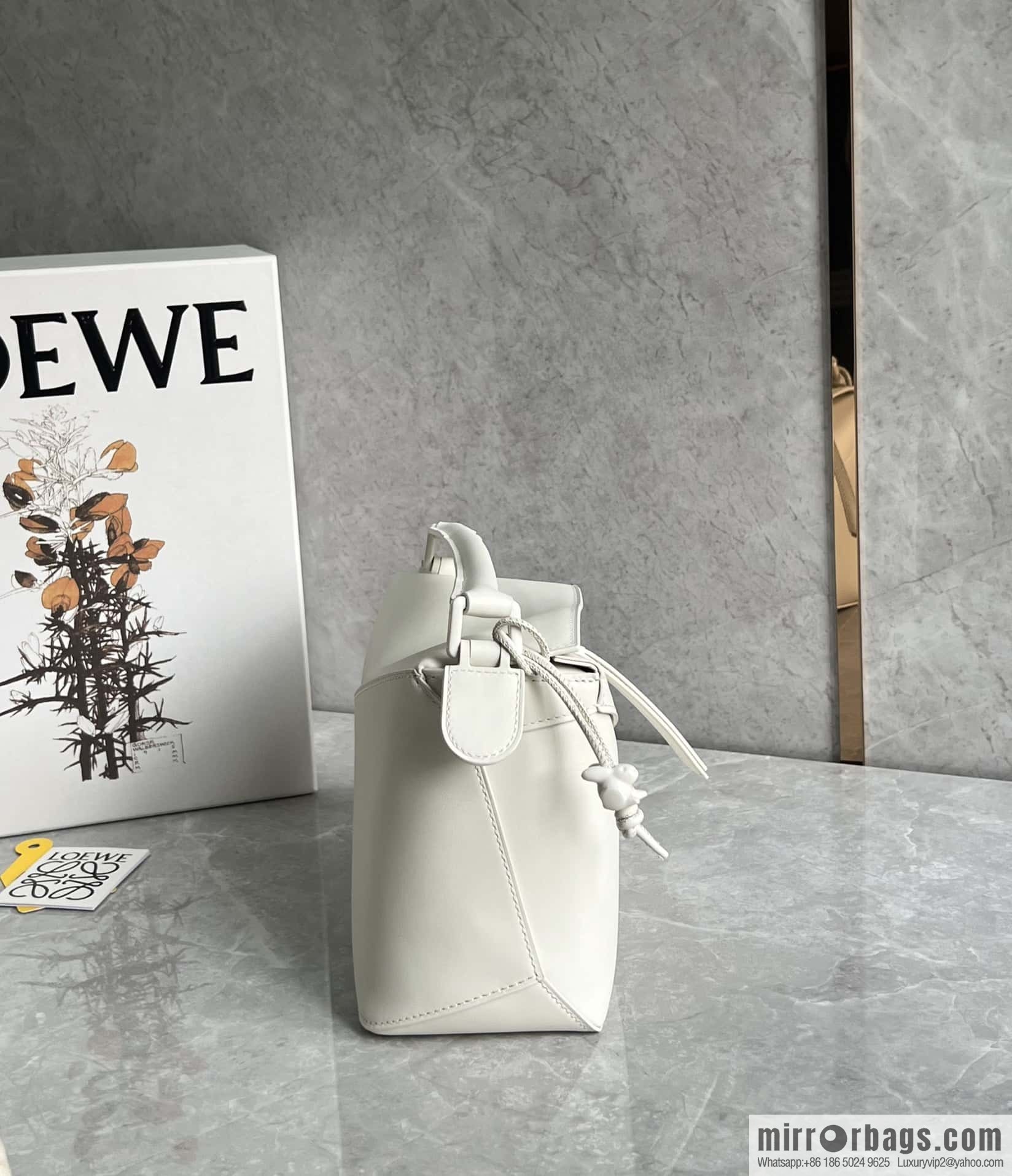 LOEWE Monochrome Glaze Puzzle geometric bag 0681 white