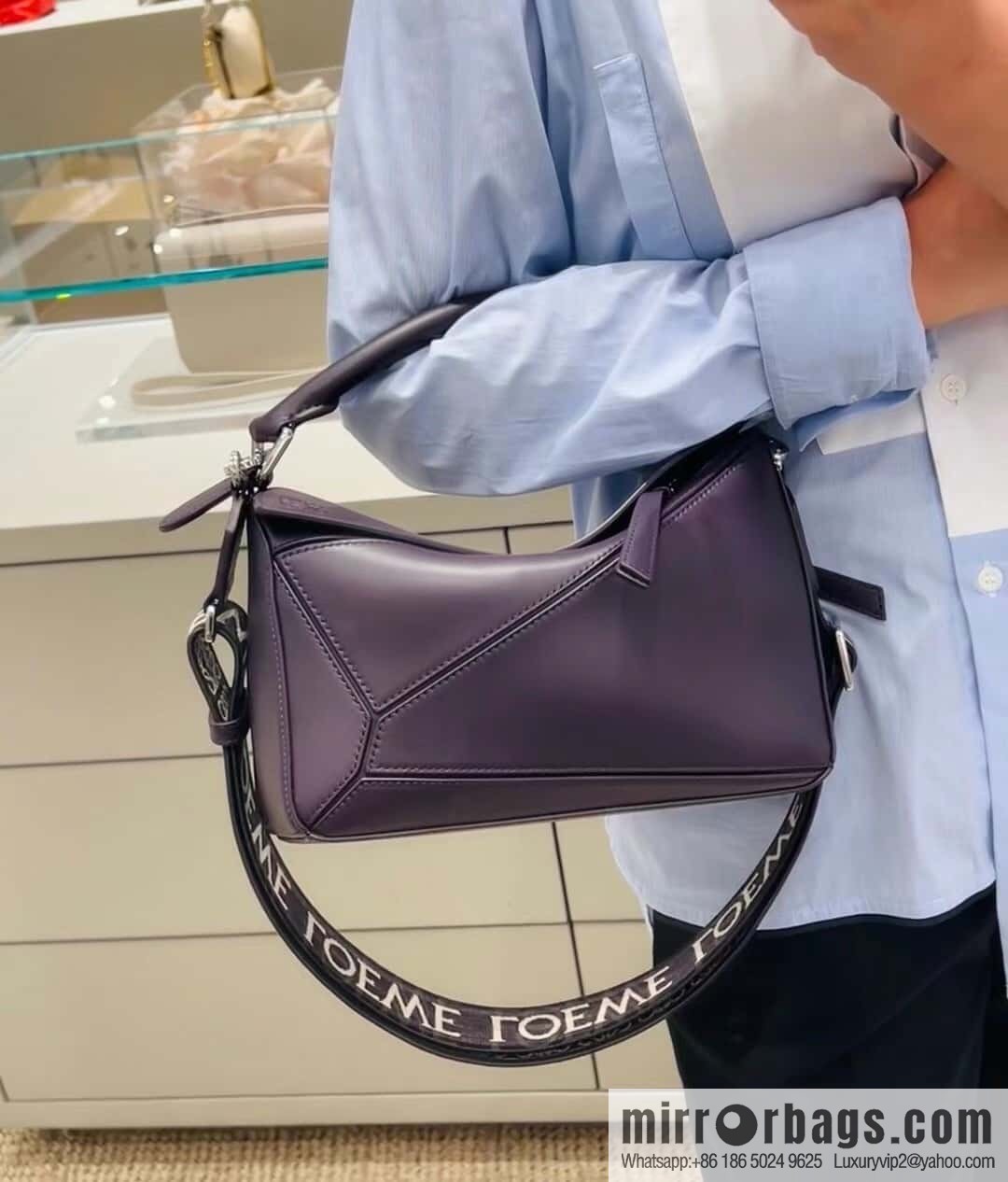 LOEWE Puzzle 24CM bag leather small geometric bag 0189 purple