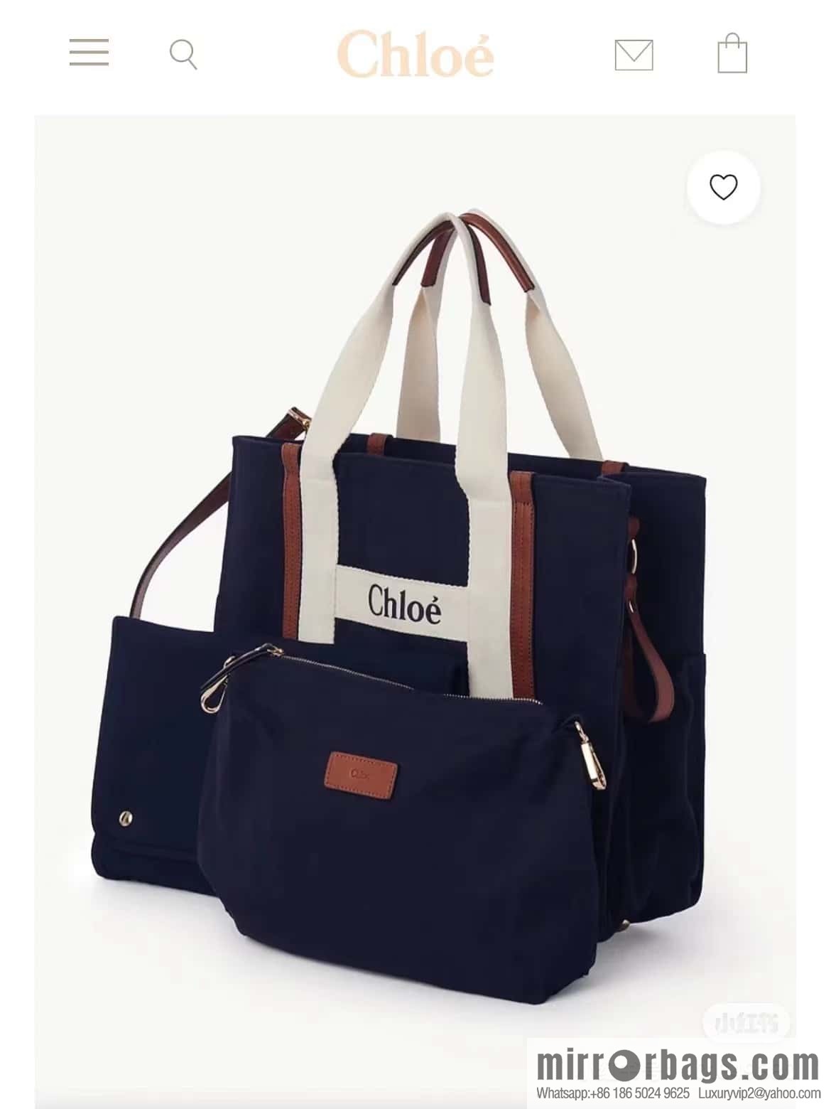 2023S Chloe KIDS Mother and Child Bag 40CM Navy Blue with Brown