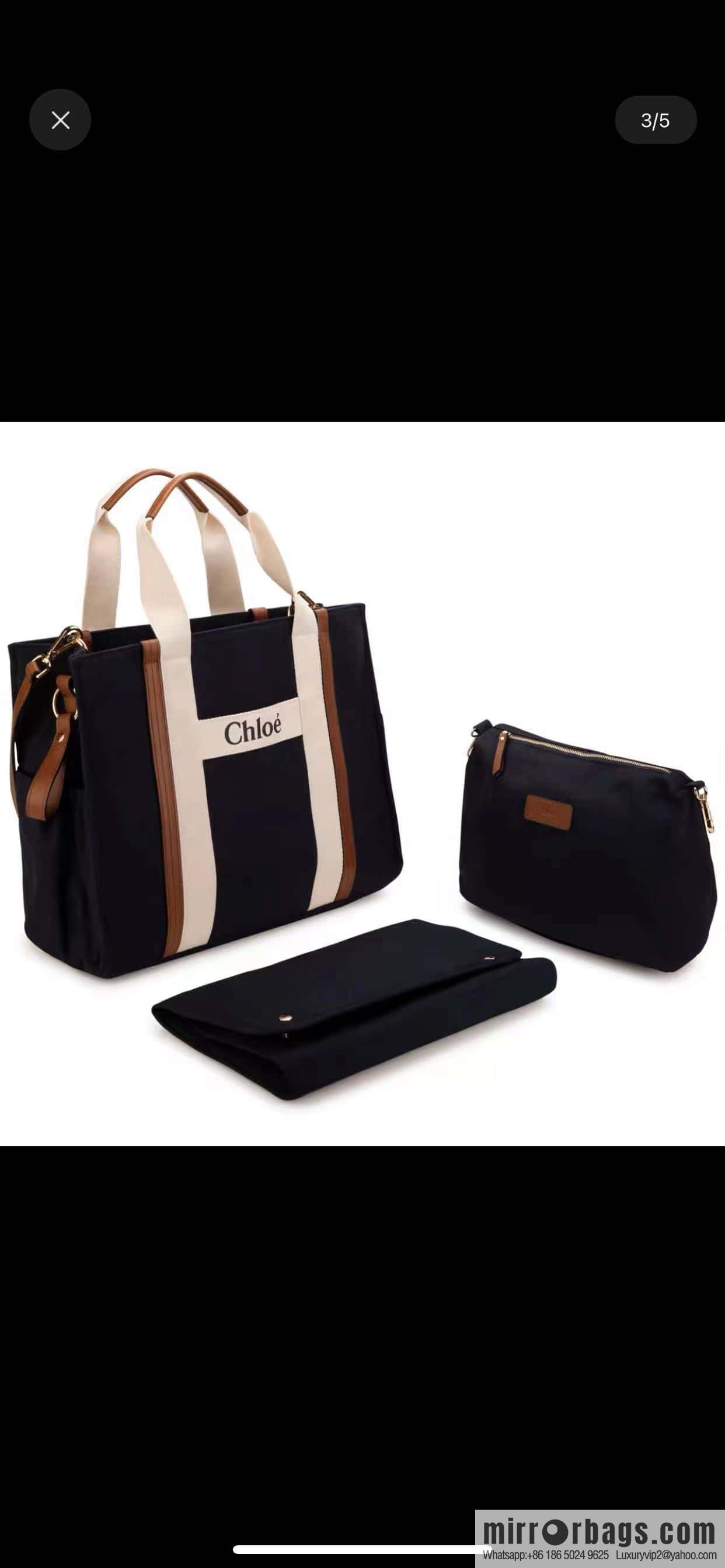 2023S Chloe KIDS Mother and Child Bag 40CM Navy Blue with Brown