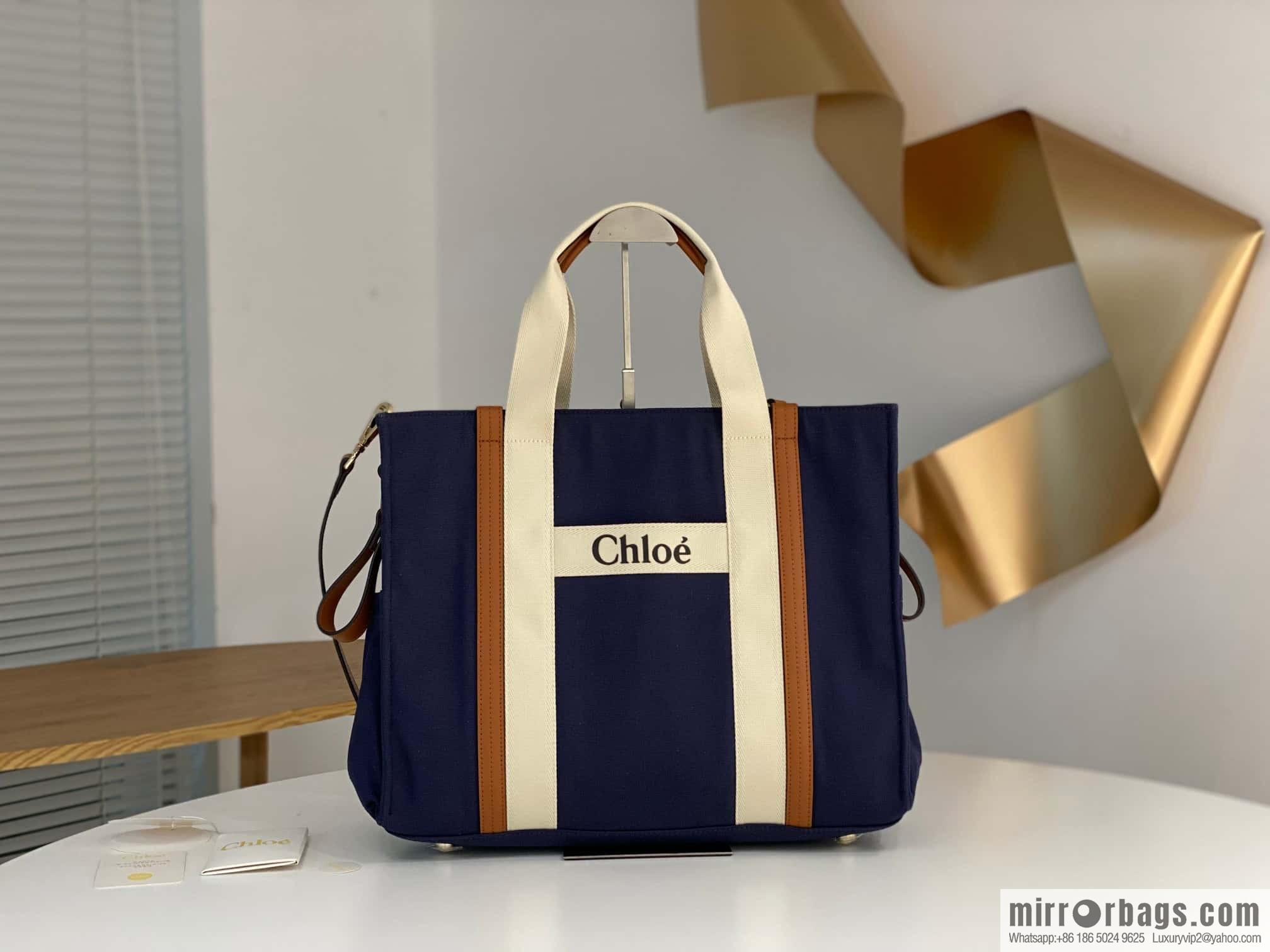 2023S Chloe KIDS Mother and Child Bag 40CM Navy Blue with Brown
