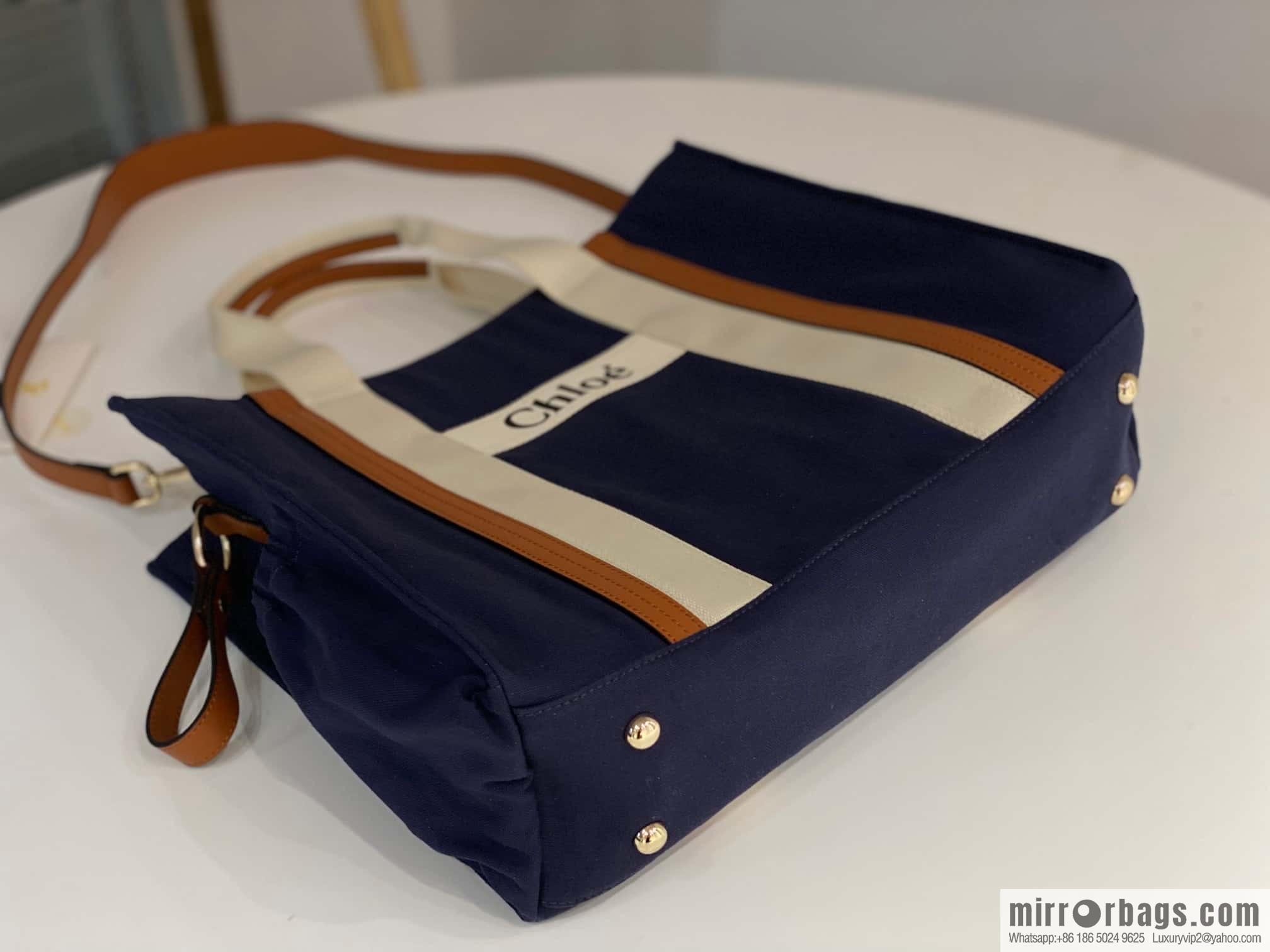 2023S Chloe KIDS Mother and Child Bag 40CM Navy Blue with Brown