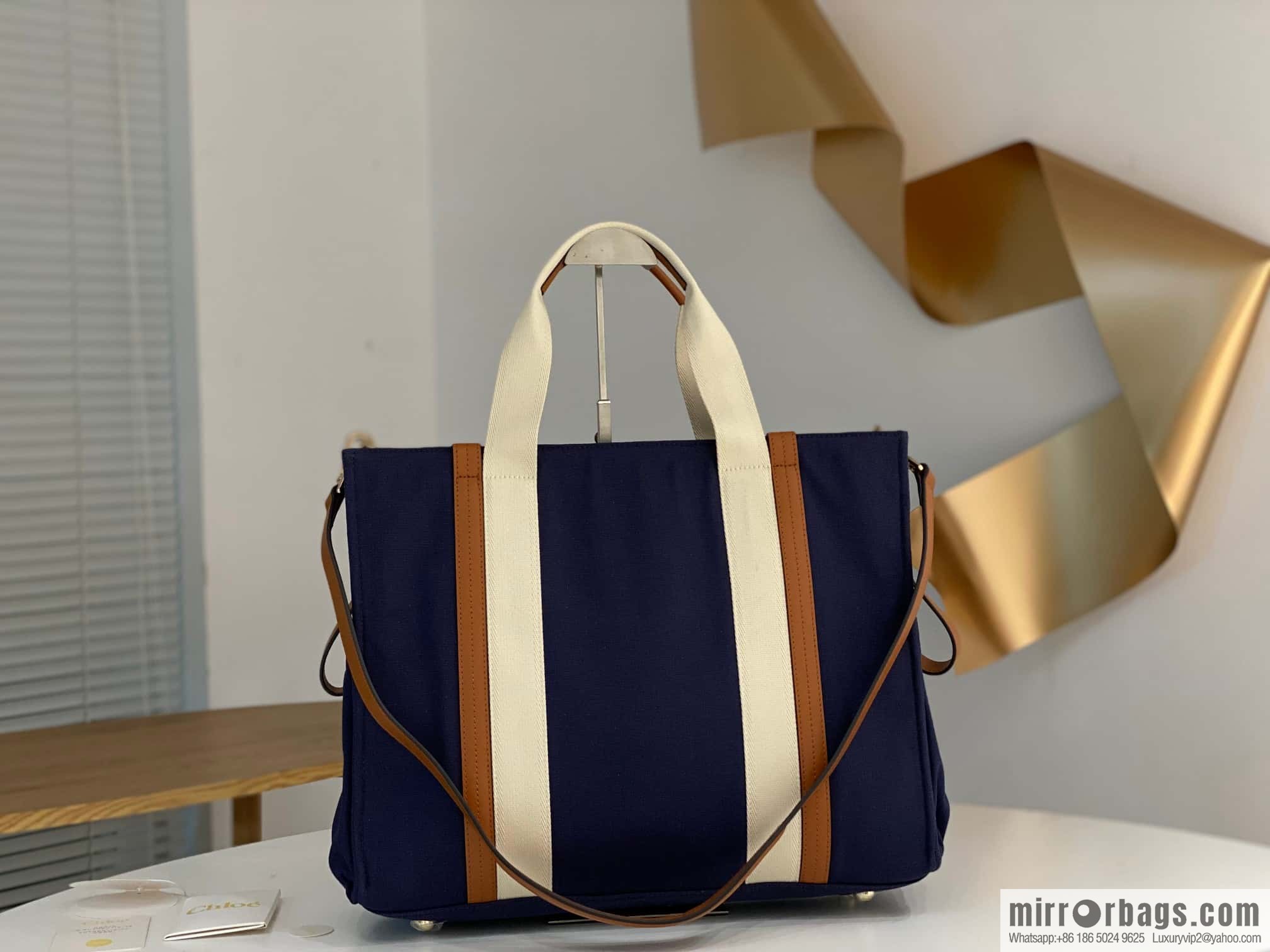 2023S Chloe KIDS Mother and Child Bag 40CM Navy Blue with Brown