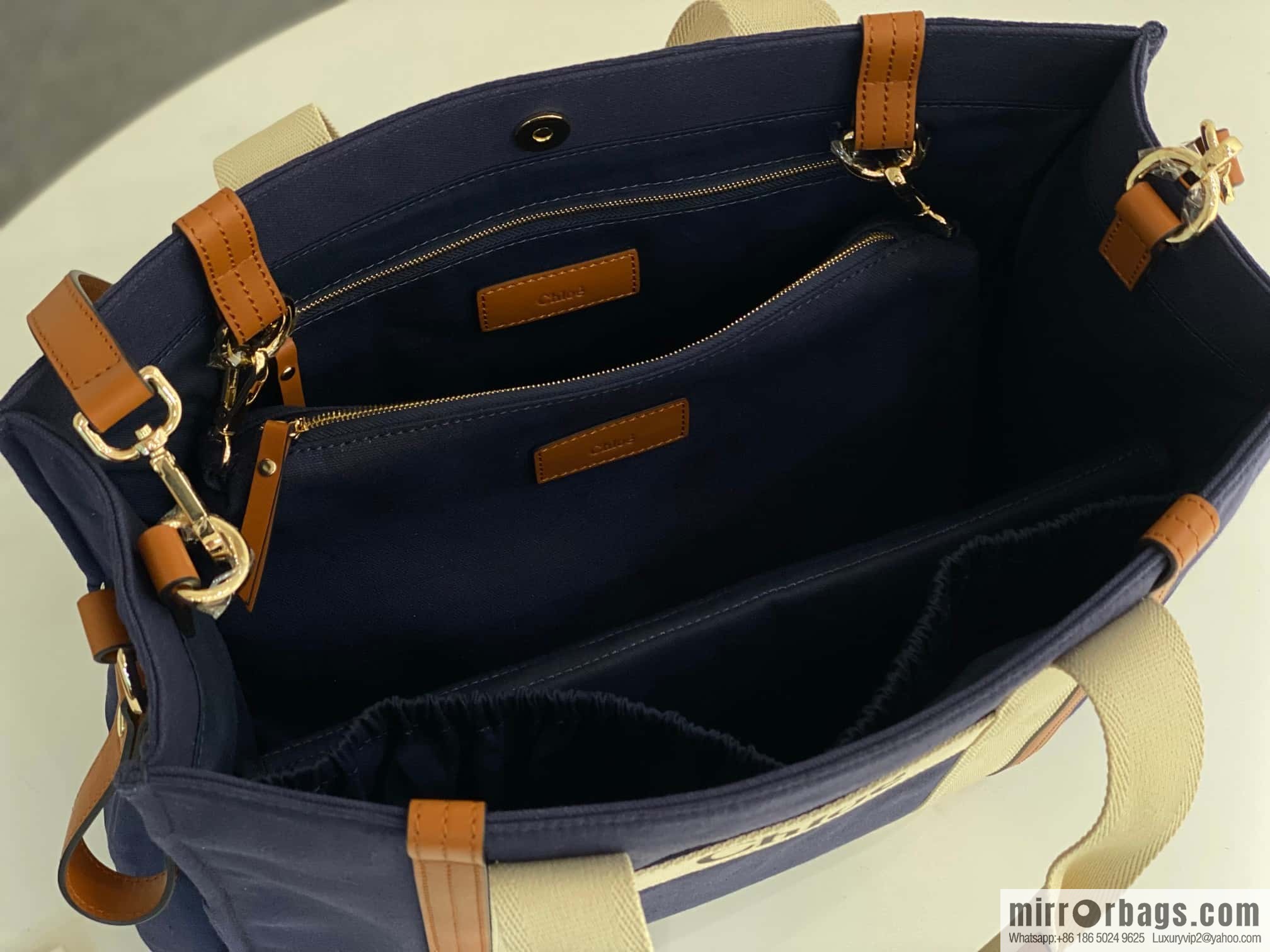 2023S Chloe KIDS Mother and Child Bag 40CM Navy Blue with Brown