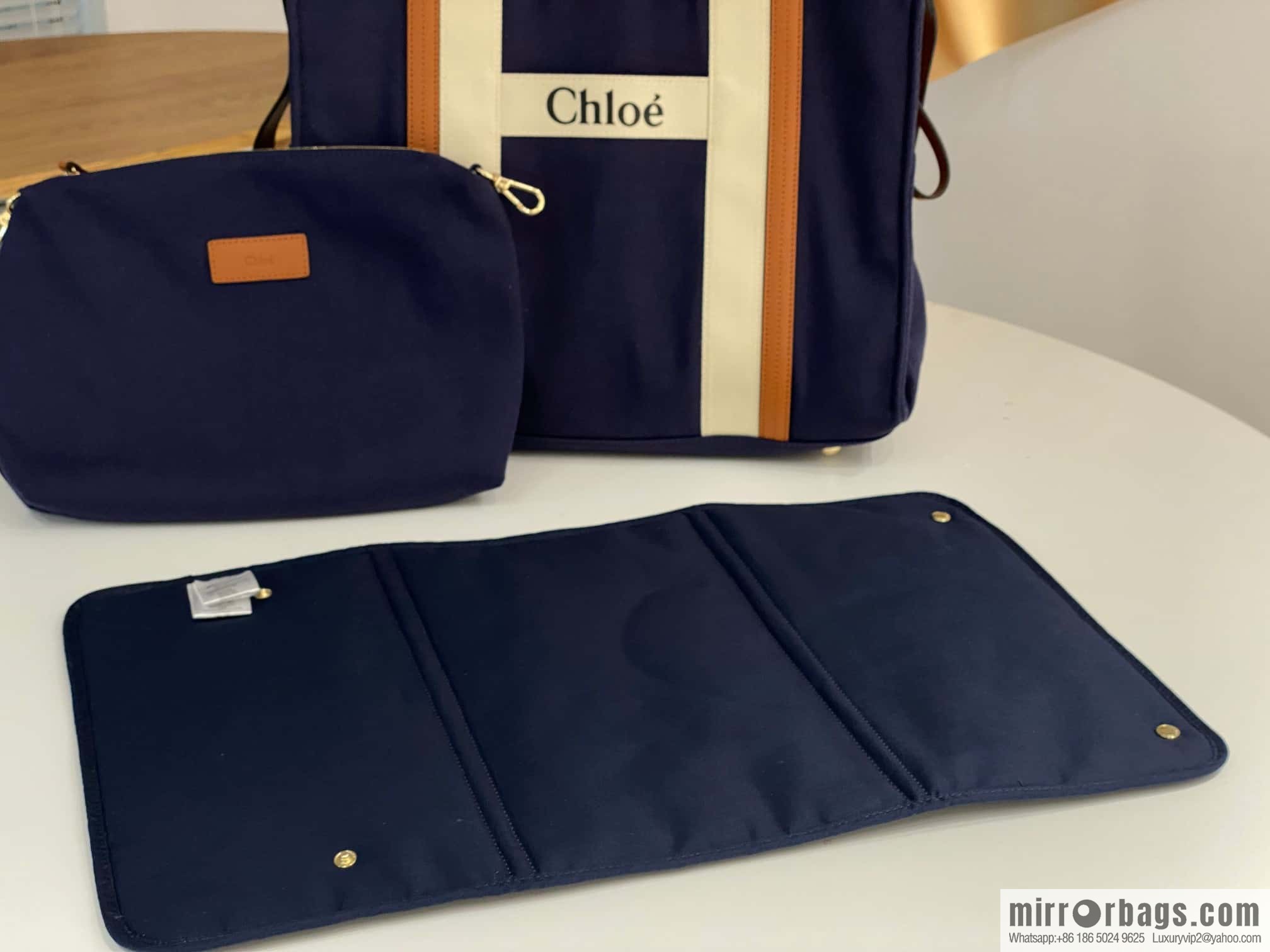 2023S Chloe KIDS Mother and Child Bag 40CM Navy Blue with Brown