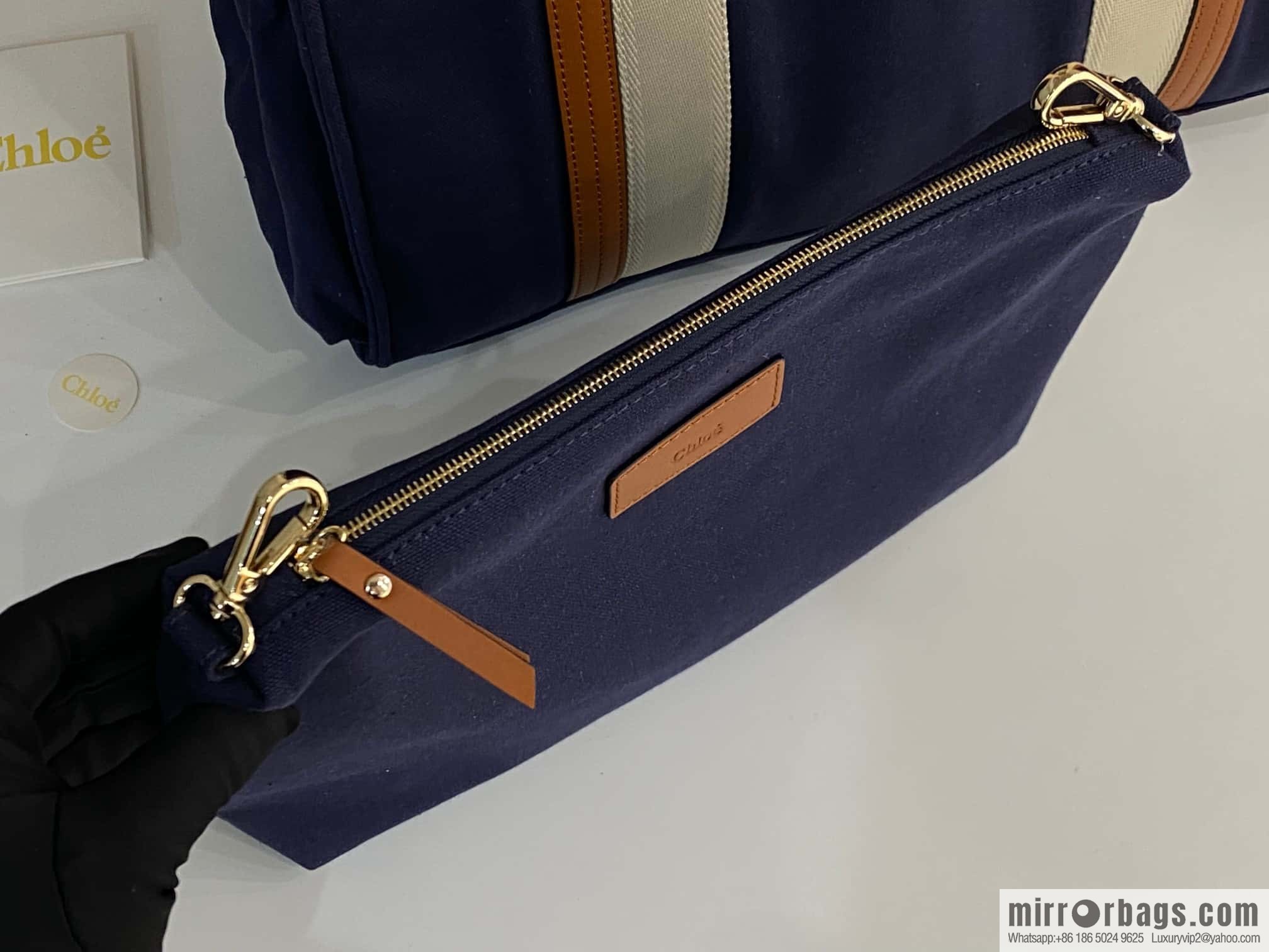 2023S Chloe KIDS Mother and Child Bag 40CM Navy Blue with Brown