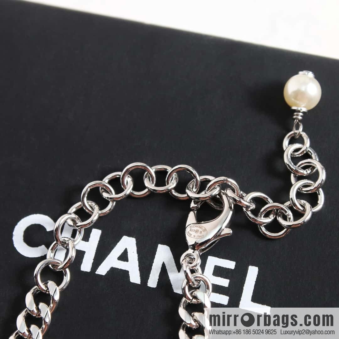 New ☑️ Chanel Double C Silver Peach Heart Love Necklace