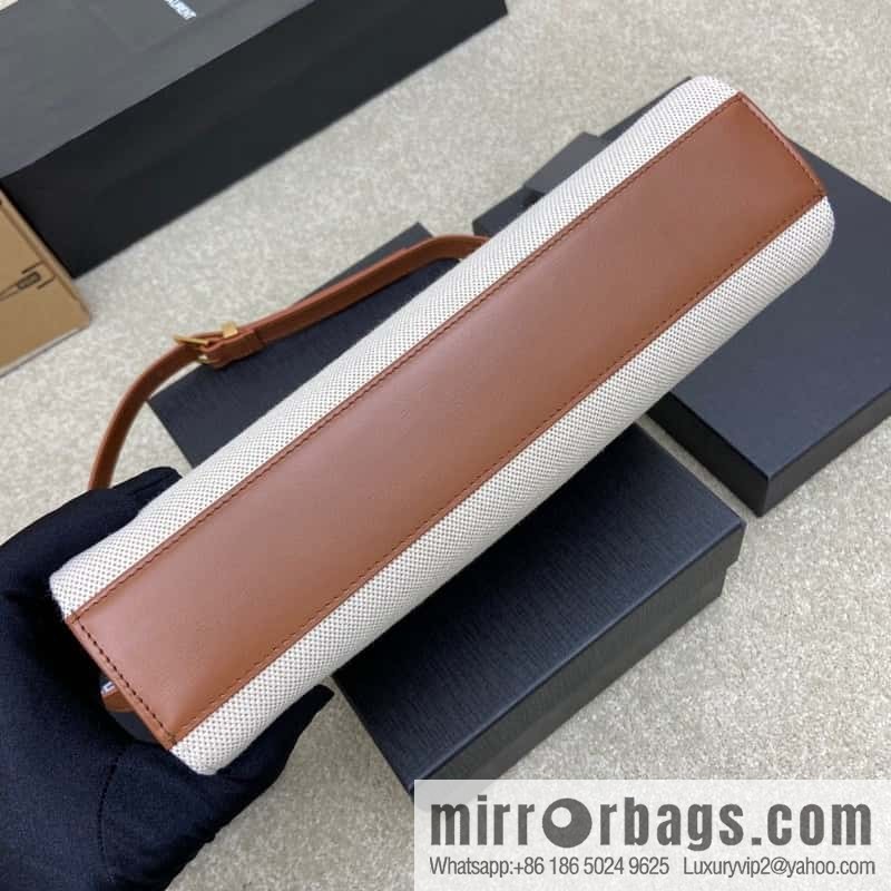 Manhattan latest bag type flip Manhattan baguette bag brown linen/gold model: 553742