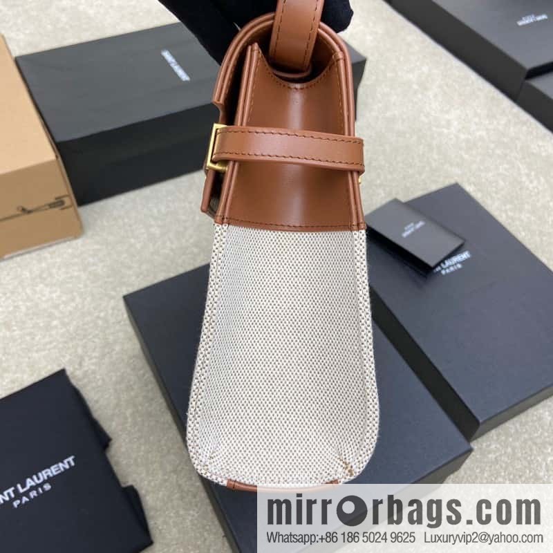 Manhattan latest bag type flip Manhattan baguette bag brown linen/gold model: 553742