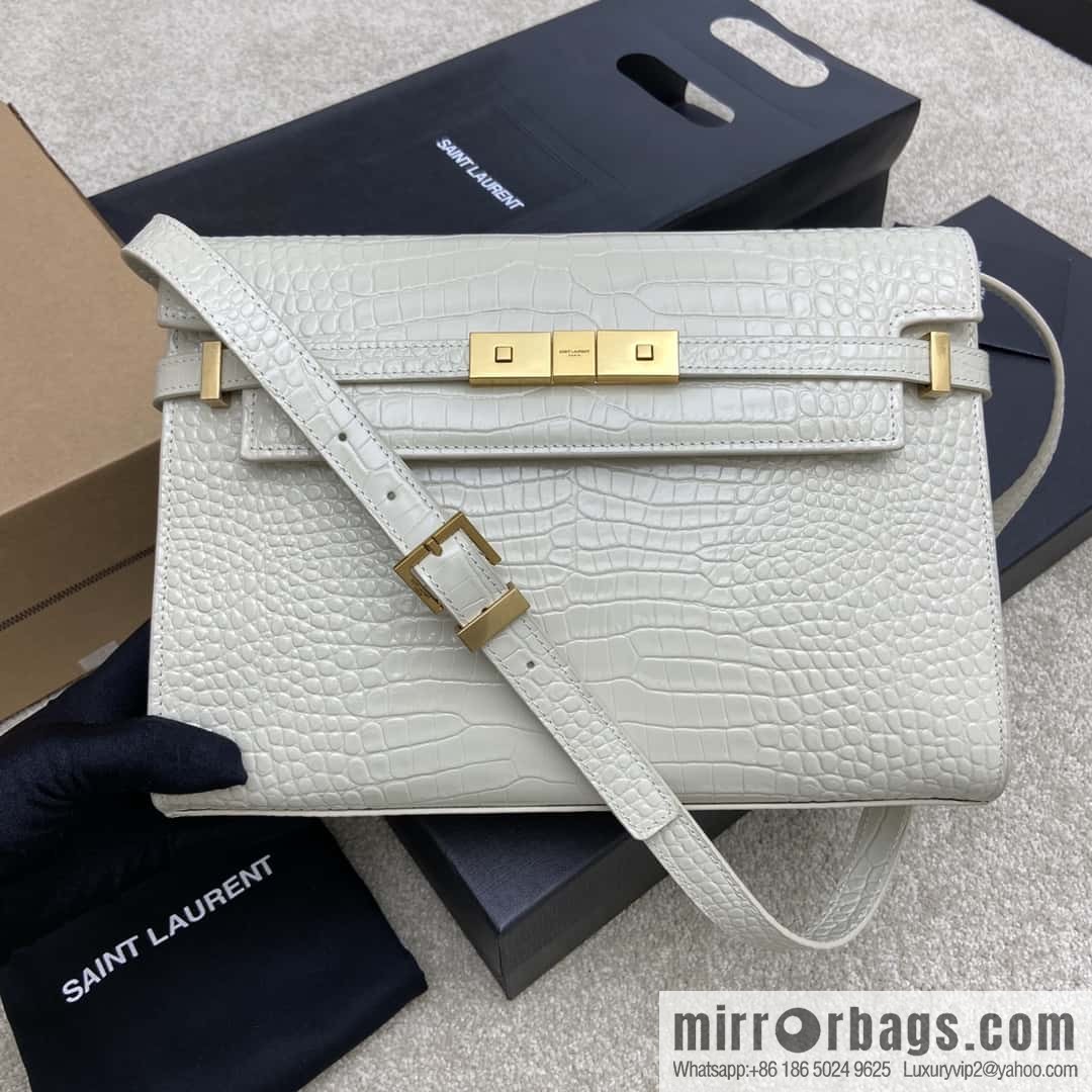 Manhattan latest bag type flip Manhattan baguette bag beige alligator pattern/ancient gold model: 553742