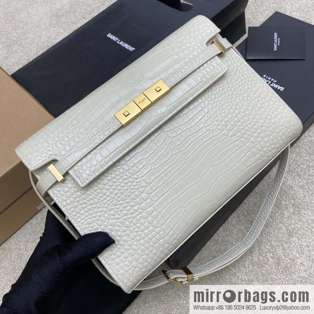 Manhattan latest bag type flip Manhattan baguette bag beige alligator pattern/ancient gold model: 553742