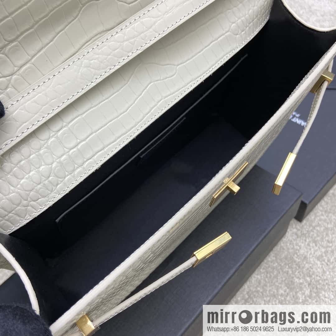 Manhattan latest bag type flip Manhattan baguette bag beige alligator pattern/ancient gold model: 553742