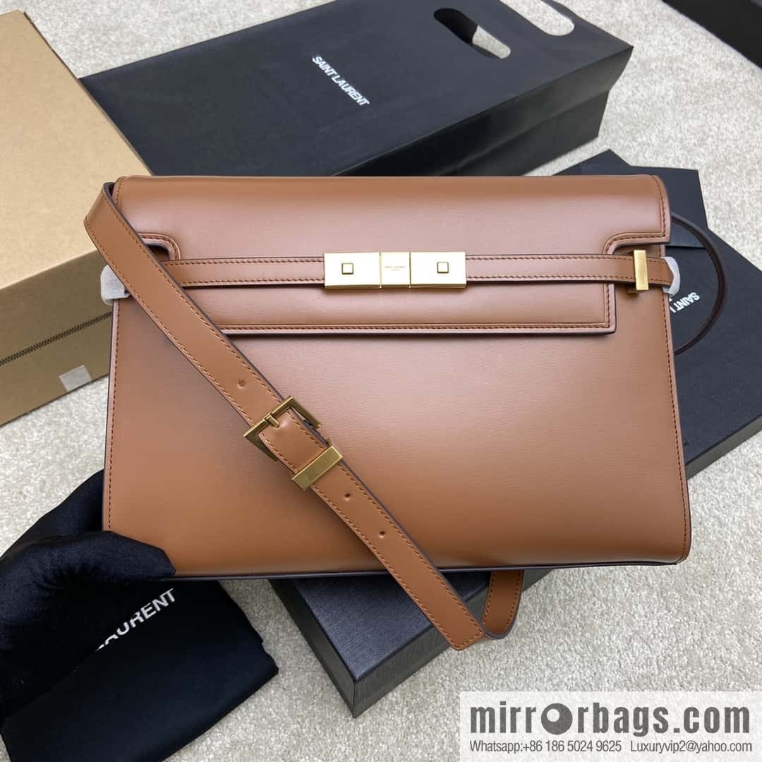 Manhattan latest bag type flip Manhattan baguette bag brown toothpick pattern/ancient gold hardware model: 553742