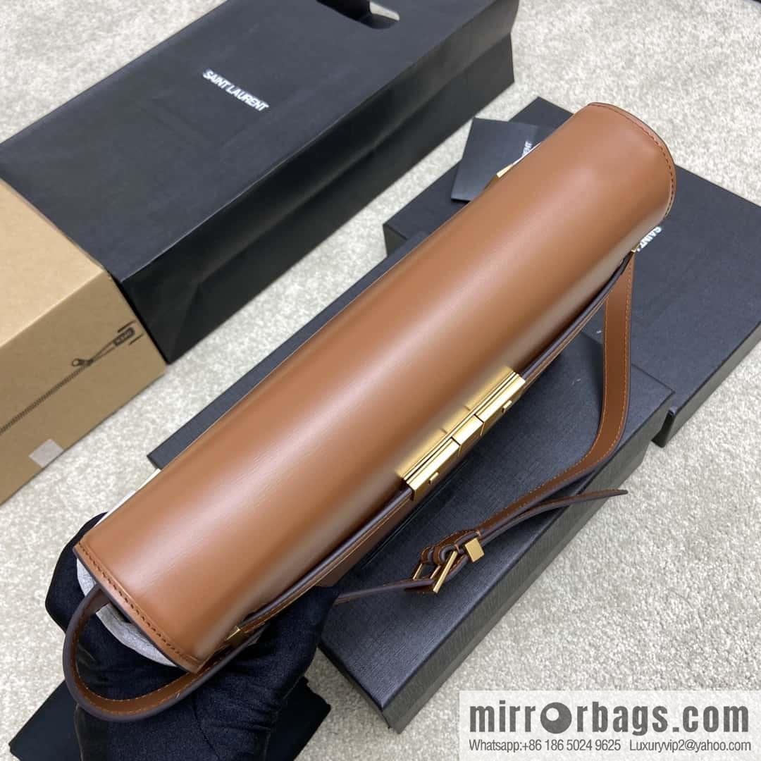 Manhattan latest bag type flip Manhattan baguette bag brown toothpick pattern/ancient gold hardware model: 553742
