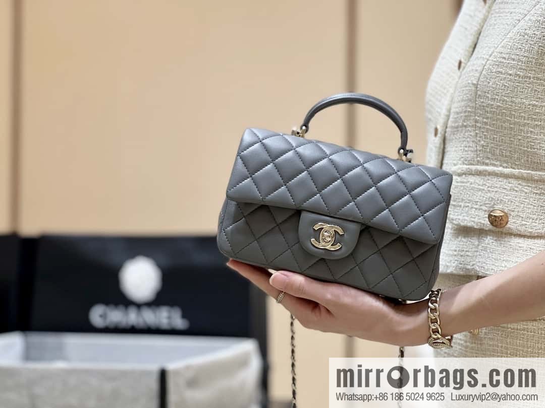 CHANEL classic cf mini handle 20CM AS2431 graphite gray