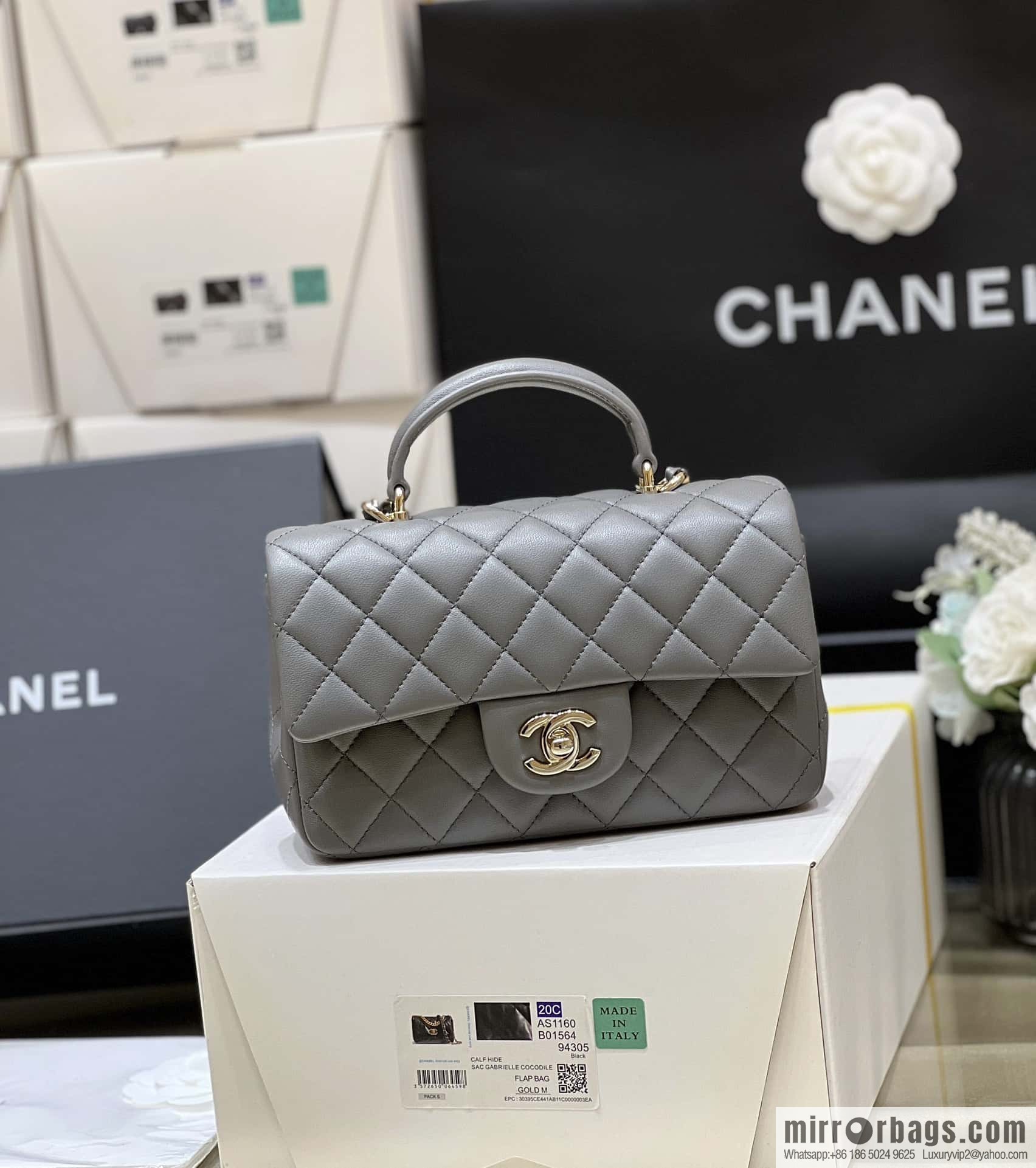CHANEL classic cf mini handle 20CM AS2431 graphite gray
