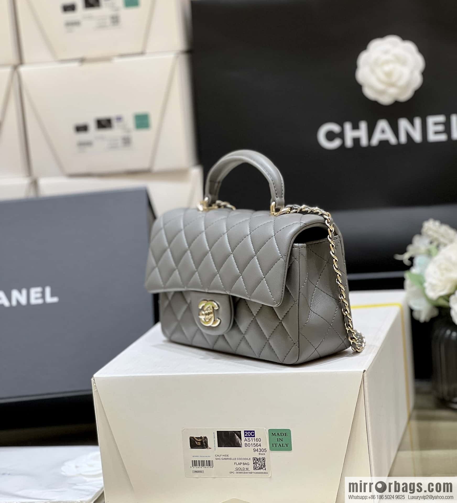 CHANEL classic cf mini handle 20CM AS2431 graphite gray
