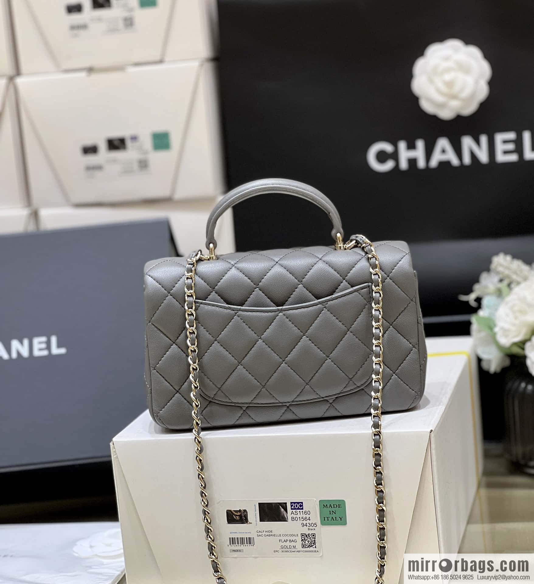 CHANEL classic cf mini handle 20CM AS2431 graphite gray