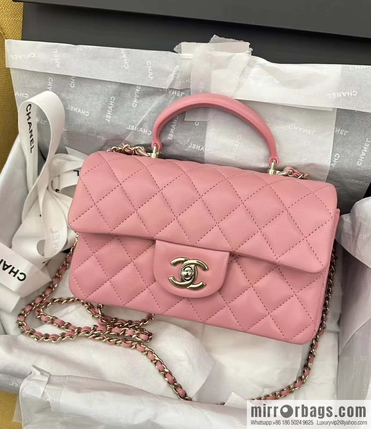 CHANEL classic cf mini handle 20CM AS2431 pink