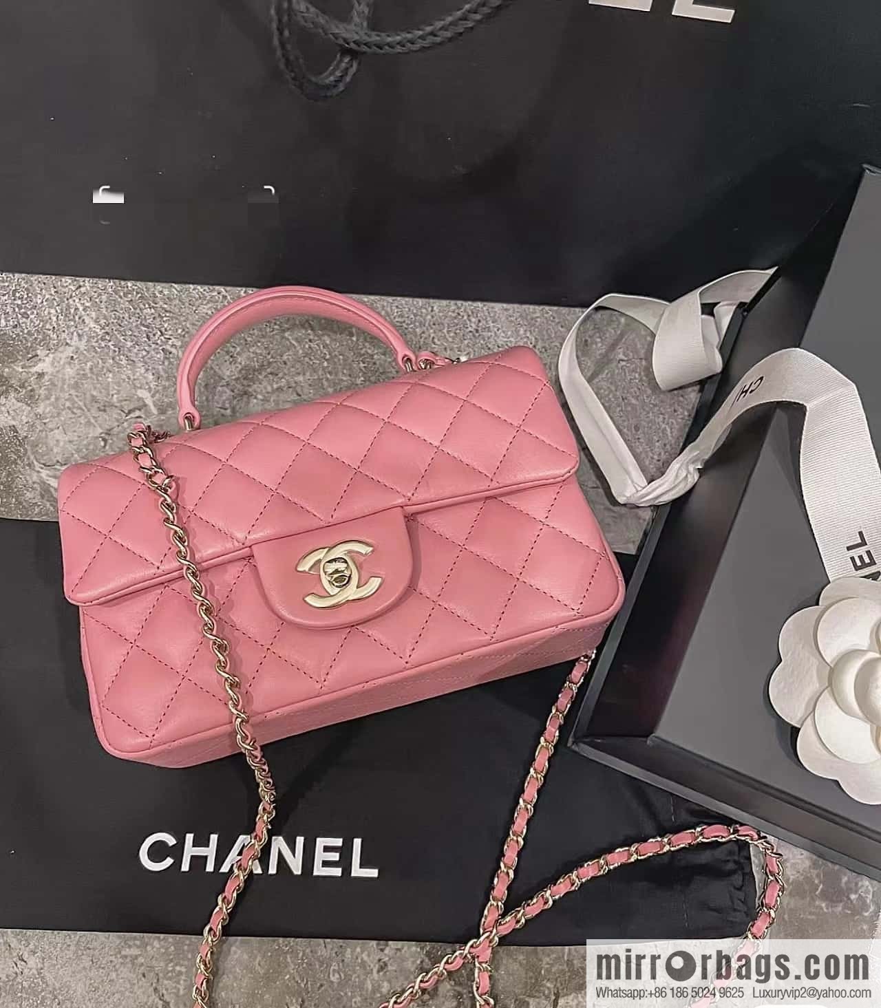 CHANEL classic cf mini handle 20CM AS2431 pink
