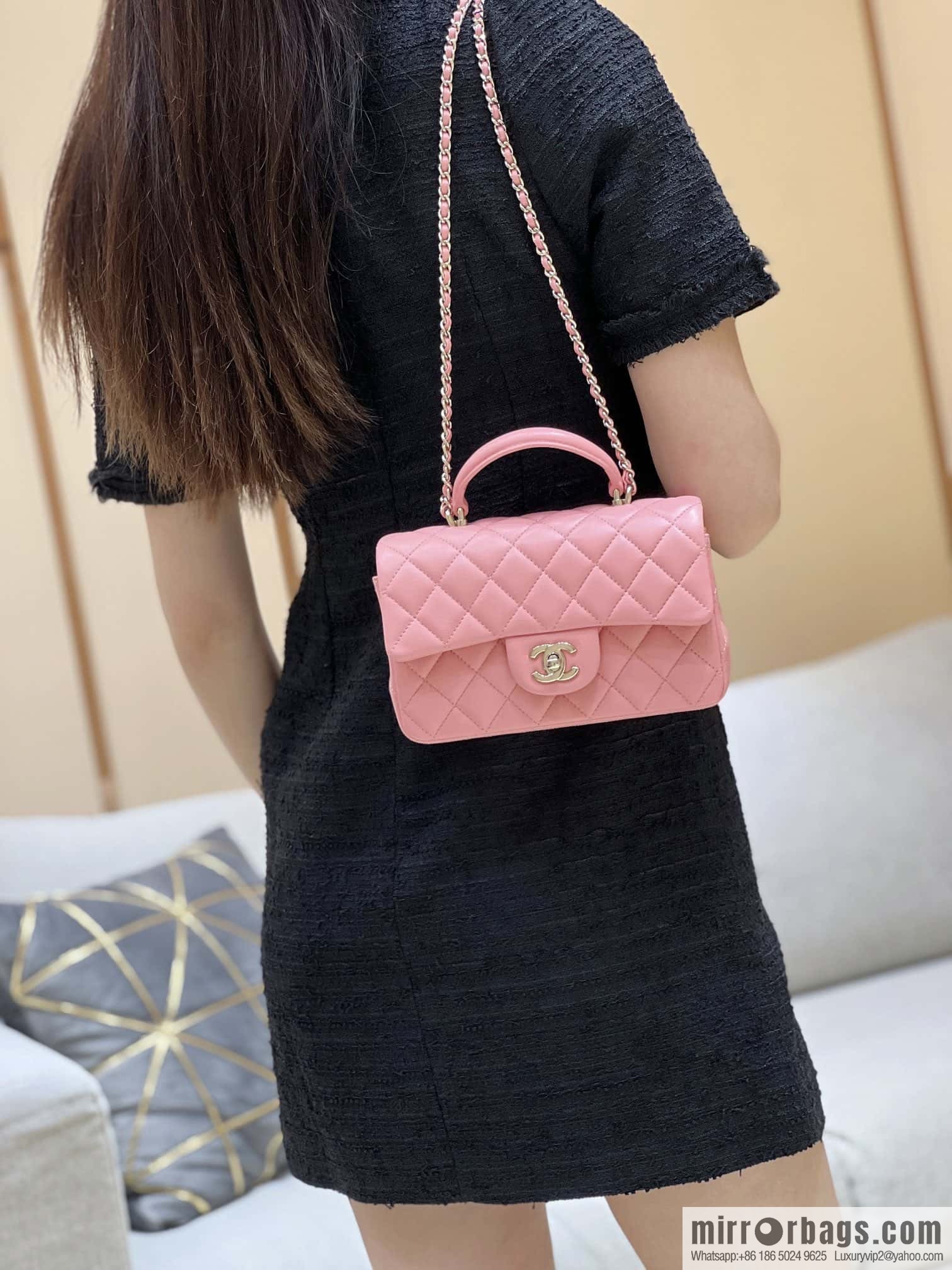 CHANEL classic cf mini handle 20CM AS2431 pink