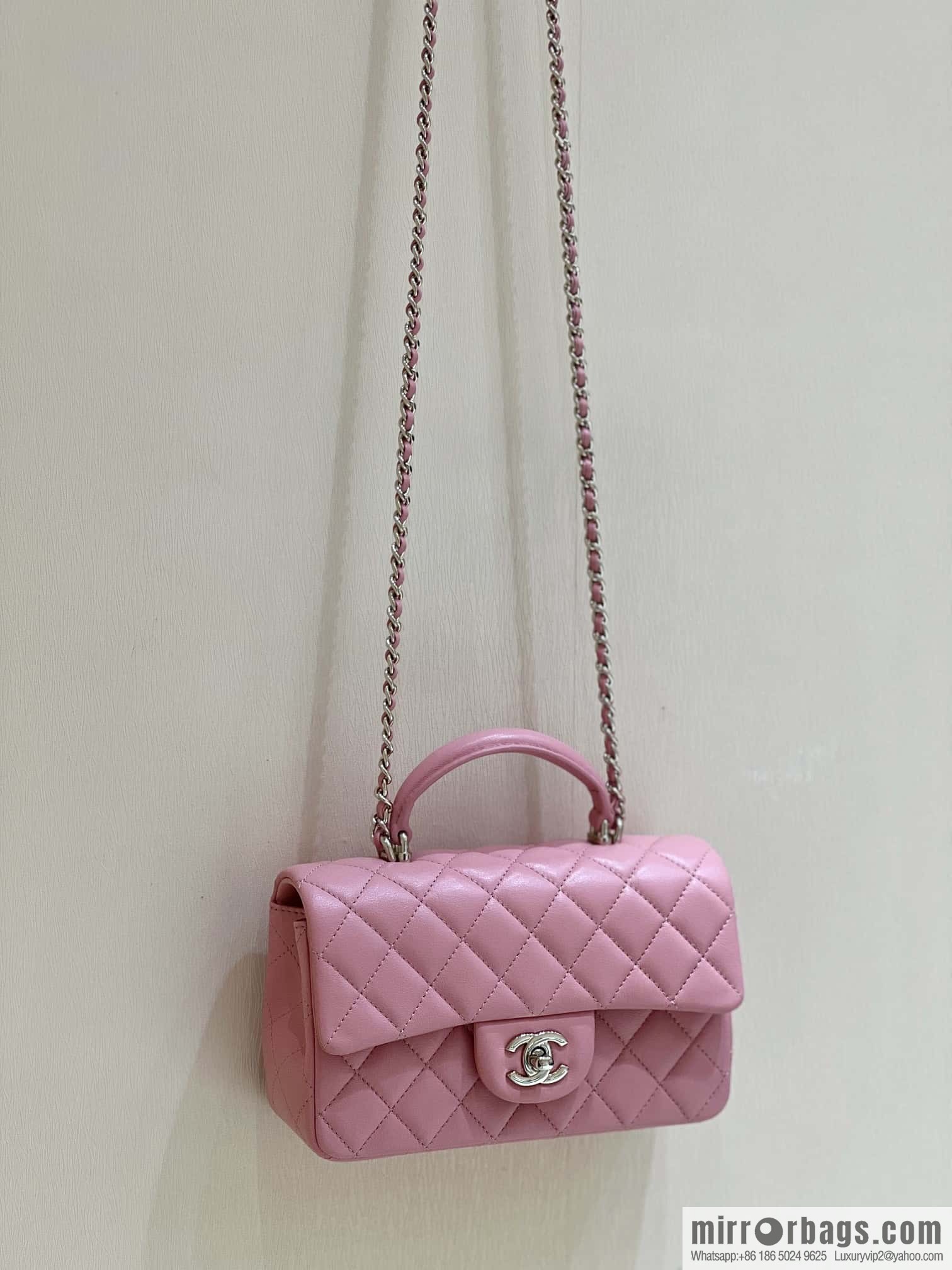 CHANEL classic cf mini handle 20CM AS2431 pink