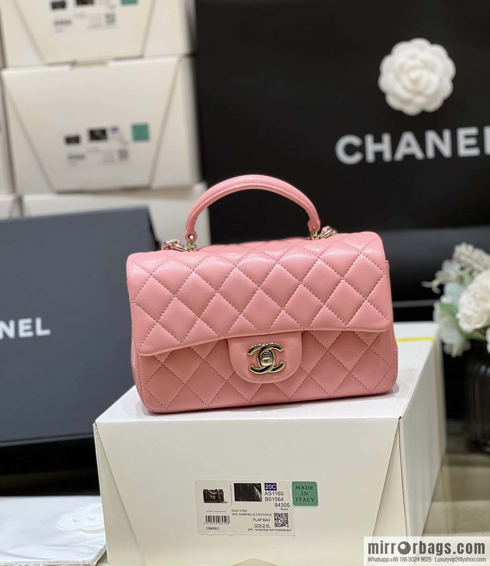 CHANEL classic cf mini handle 20CM AS2431 pink