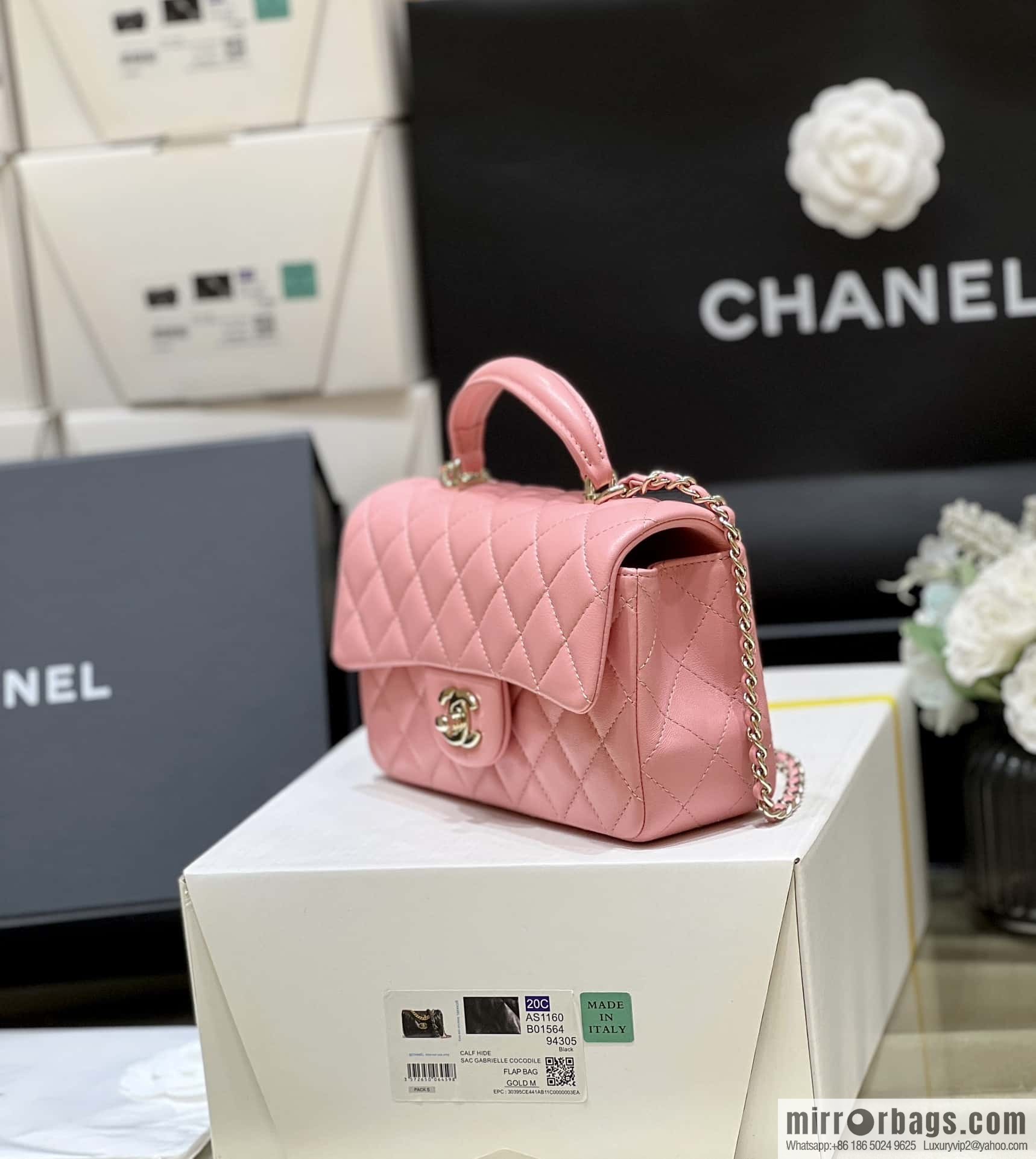 CHANEL classic cf mini handle 20CM AS2431 pink