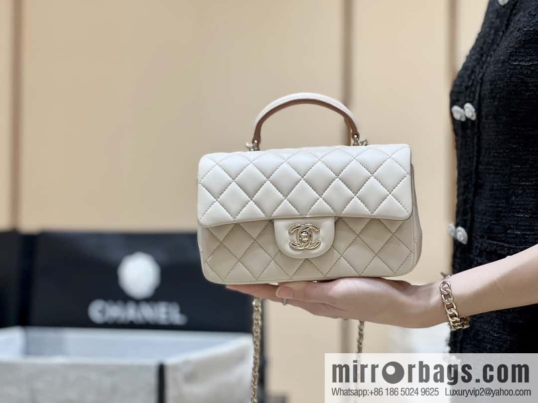 CHANEL classic cf mini handle 20CM AS2431 apricot and caramel