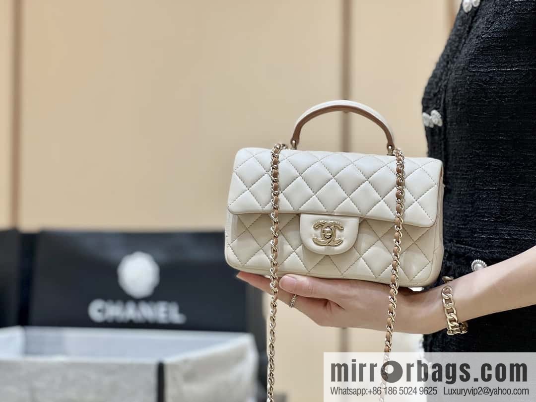 CHANEL classic cf mini handle 20CM AS2431 apricot and caramel